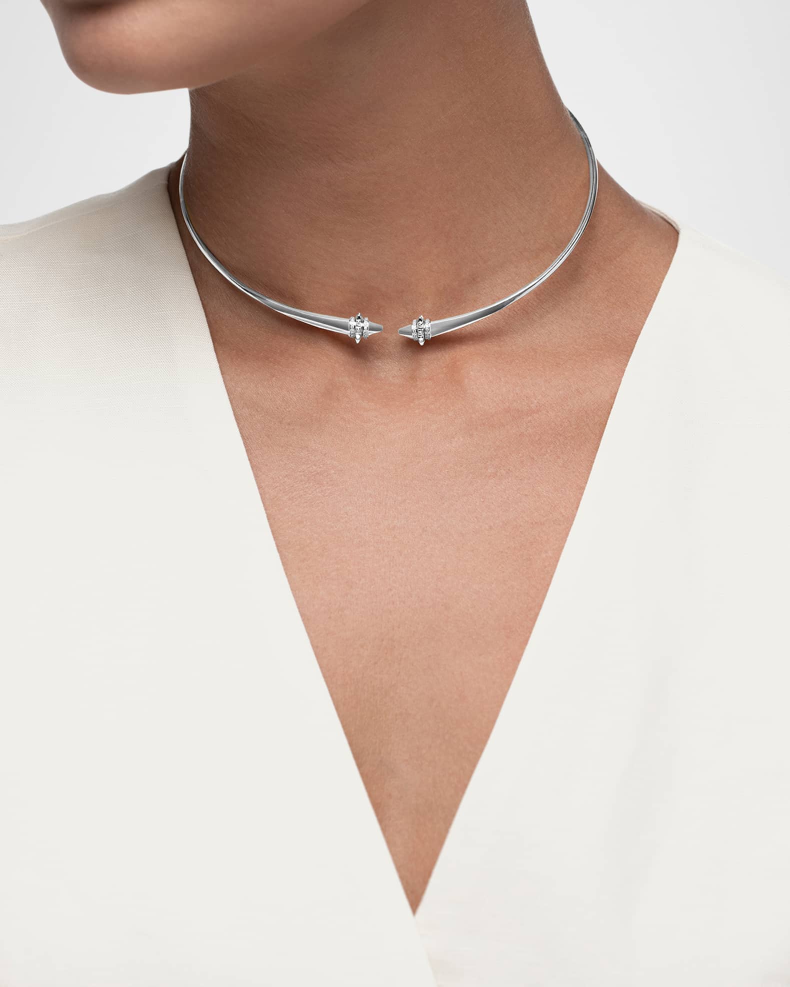 Cardamom 18K White Gold Diamond Choker 1