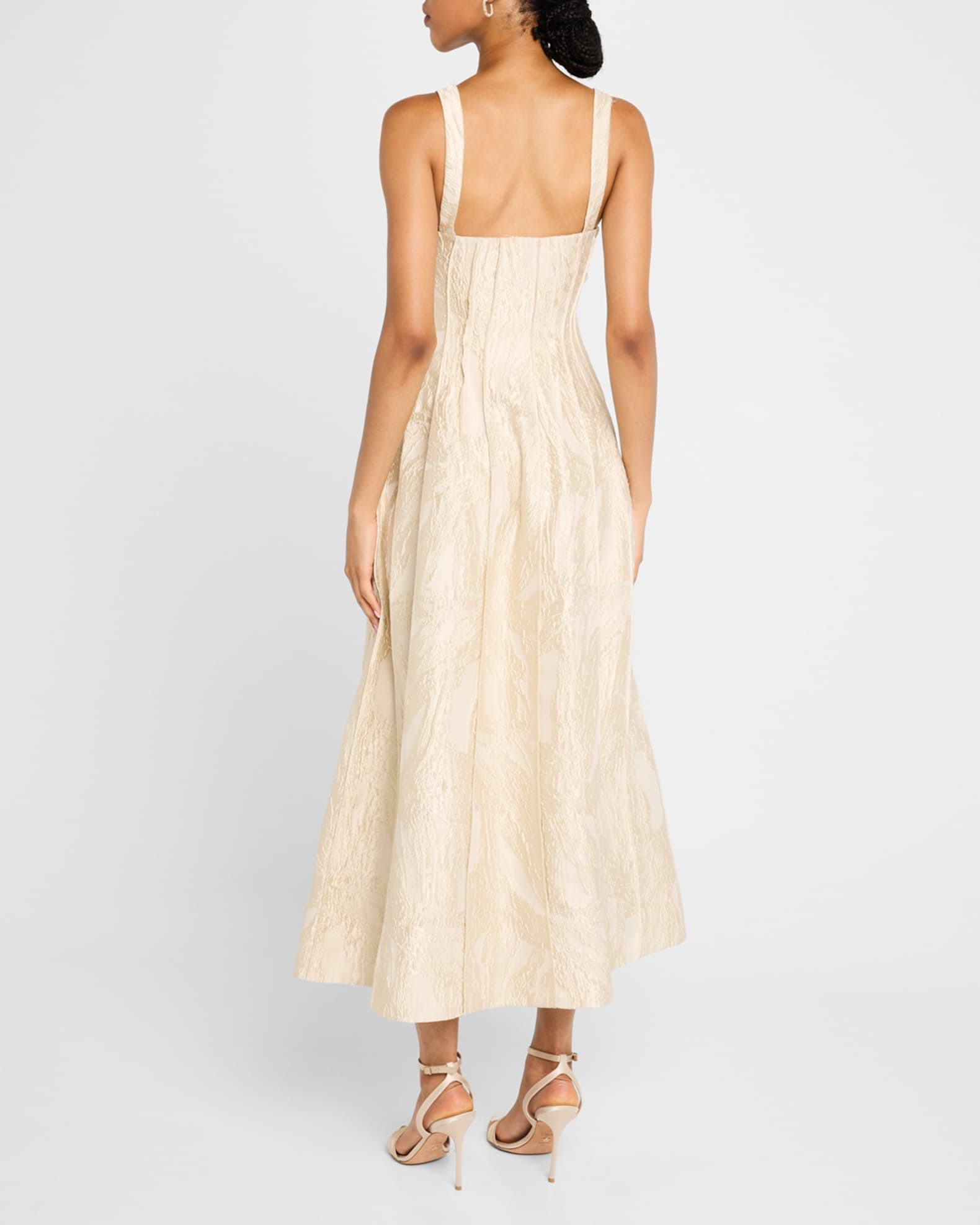 SIMKHAI Maya Pintuck Jacquard Midi Dress Neiman Marcus