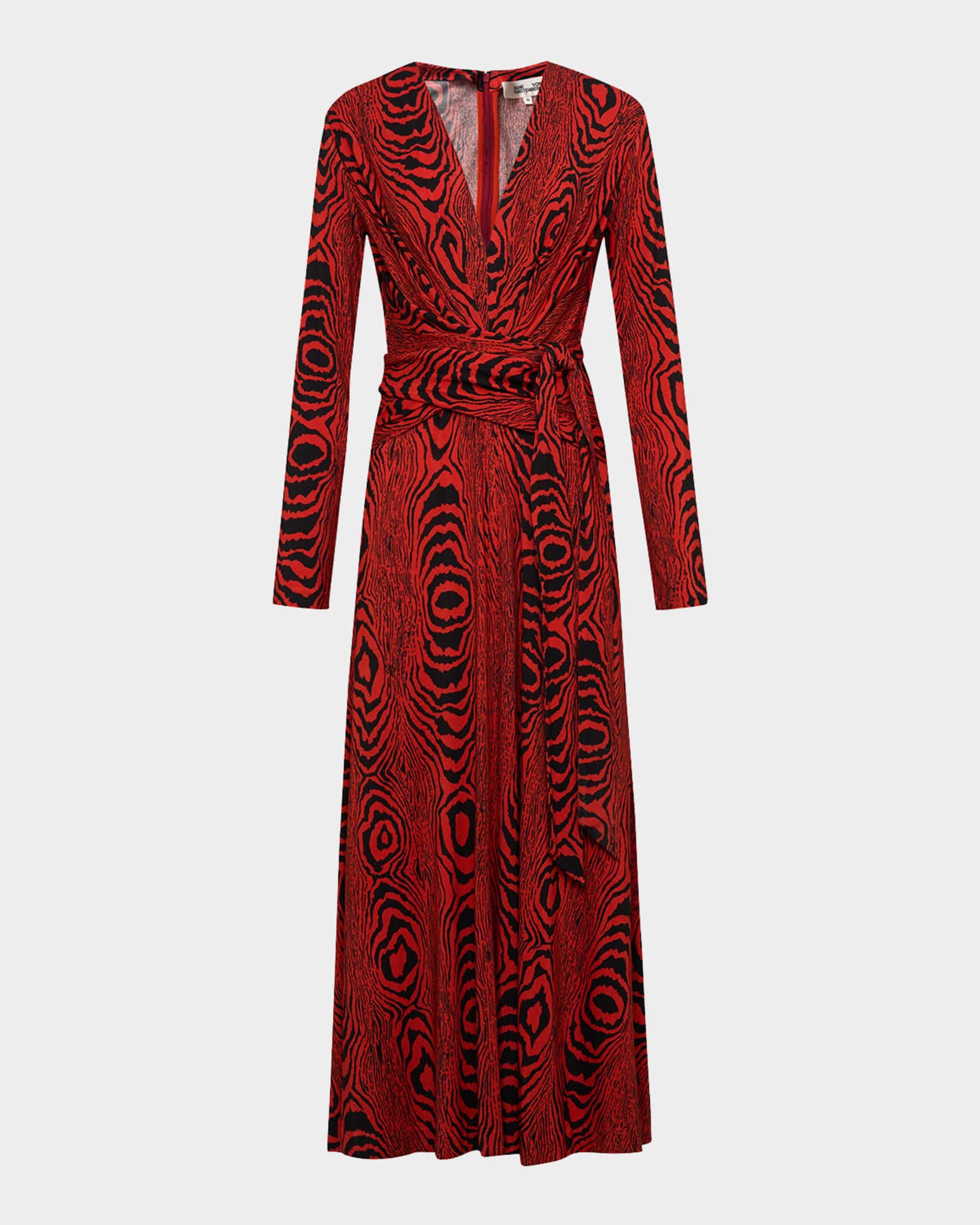 Diane von Furstenberg Dorothee Woodgrain Print Midi Dress Neiman Marcus