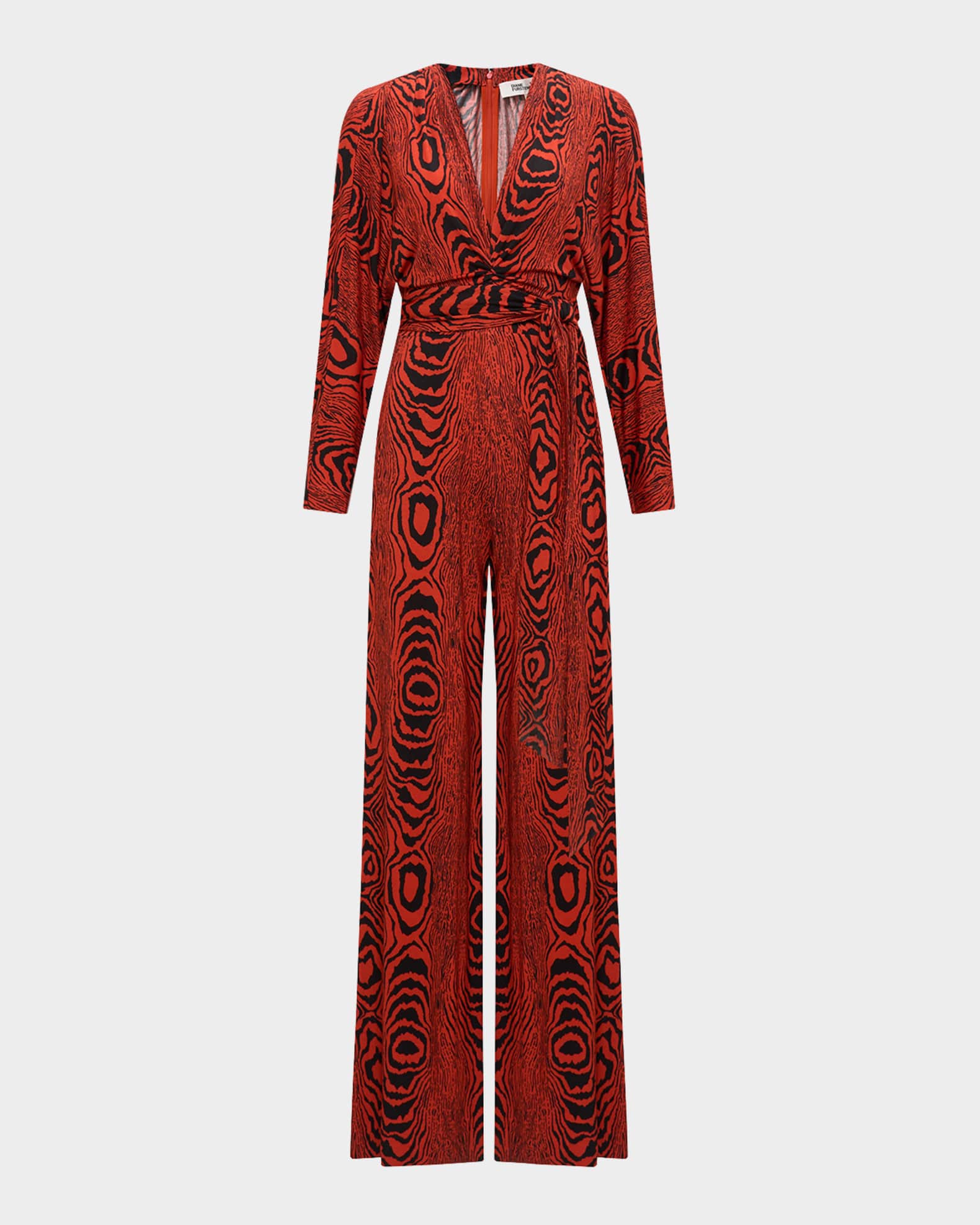 Diane von Furstenberg Aurelia Wide-Leg Deep V-Neck Jumpsuit | Neiman Marcus