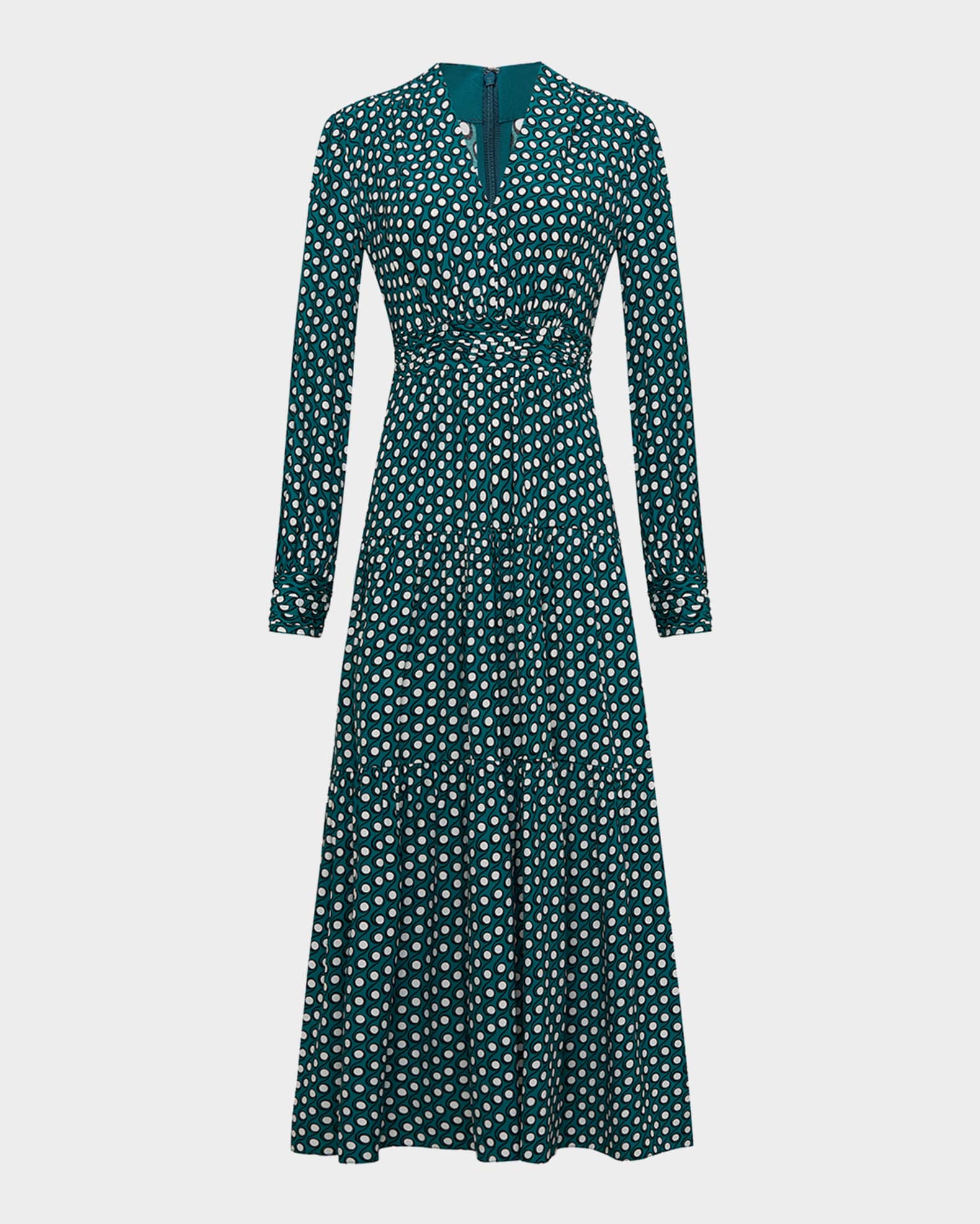 Gil Tiered Polka Dot Midi Dress