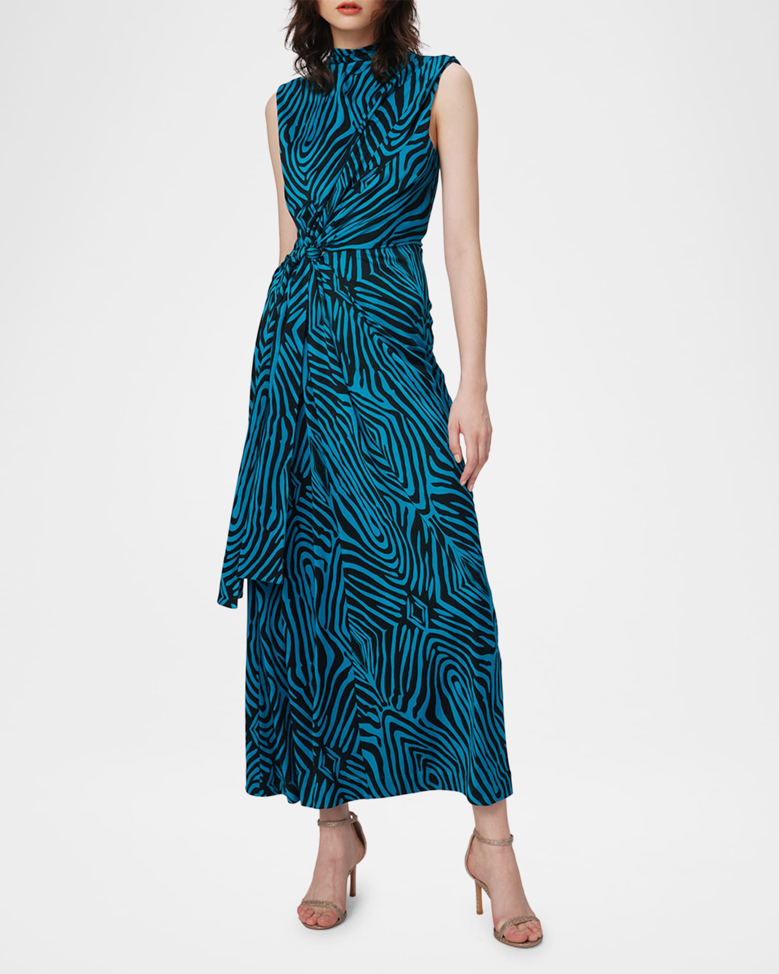 Diane von Furstenberg Geri Abstract Striped Tie Waist Midi Dress Neiman Marcus