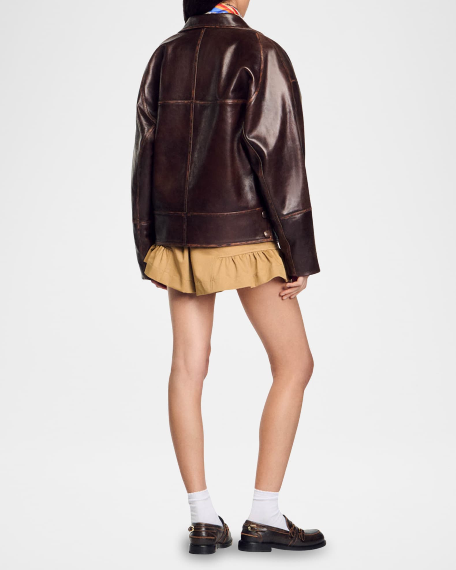 Sandro Clem Wrap Distressed Lambskin Leather Jacket Neiman Marcus