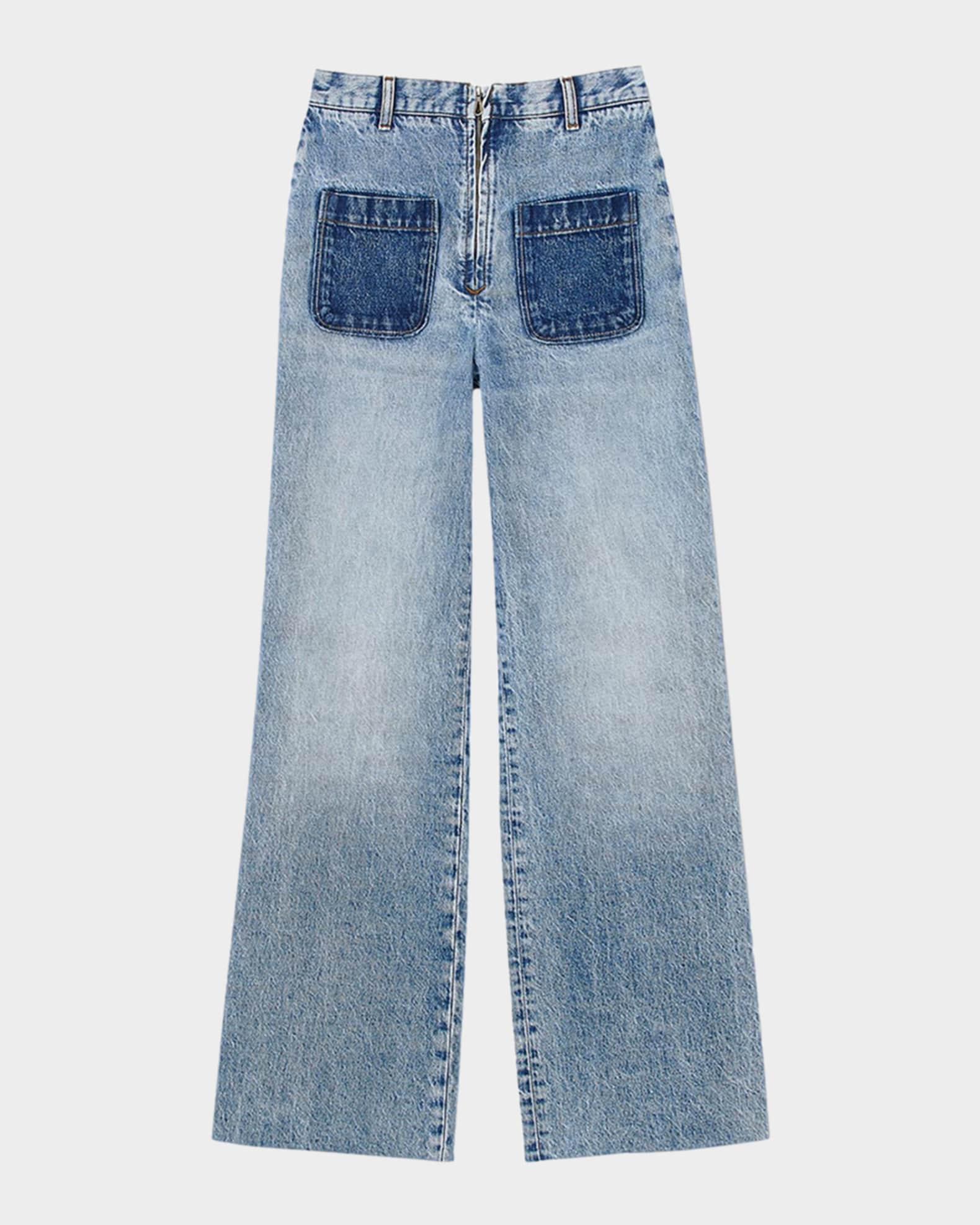 Oslone Wide-Leg Patch Pocket Jeans 0