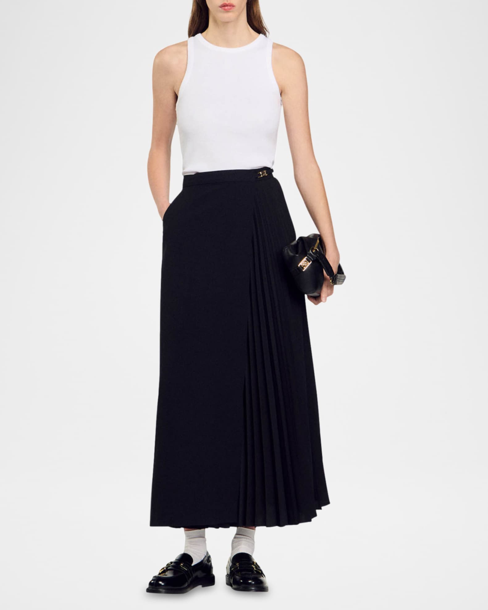 【SANDRO】Souvenir Skirt Sandro Souvenir Pleated Midi Skirt | Neiman Marcus