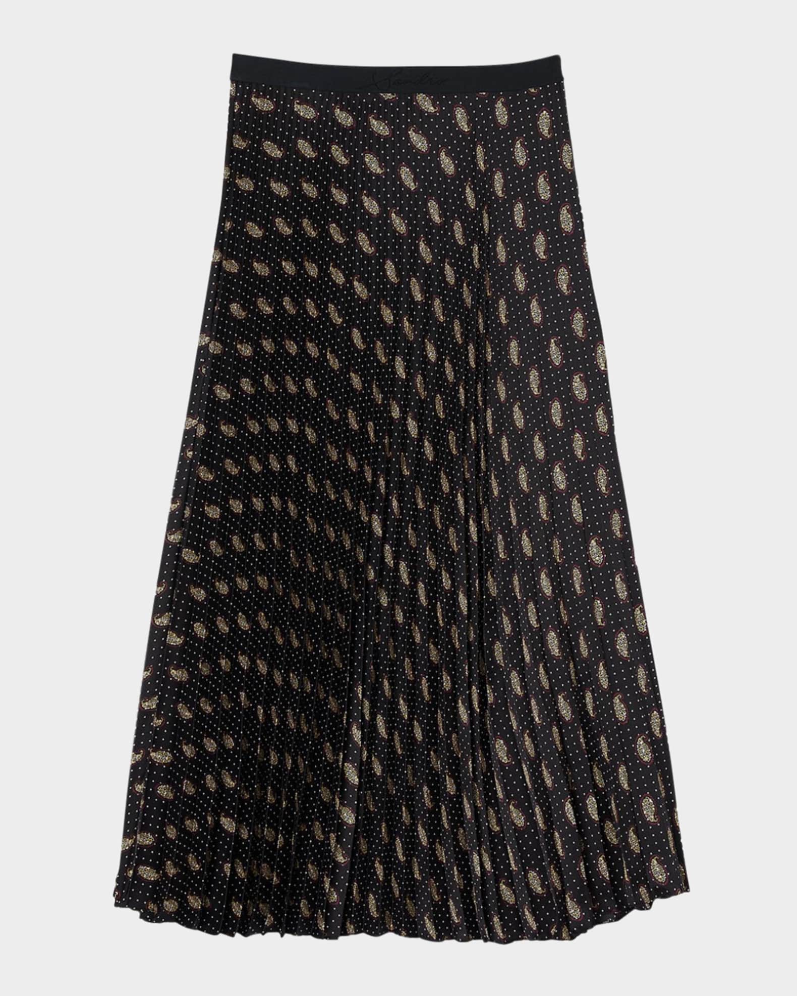 Sandro Helena Pleated Paisley Midi Skirt Neiman Marcus