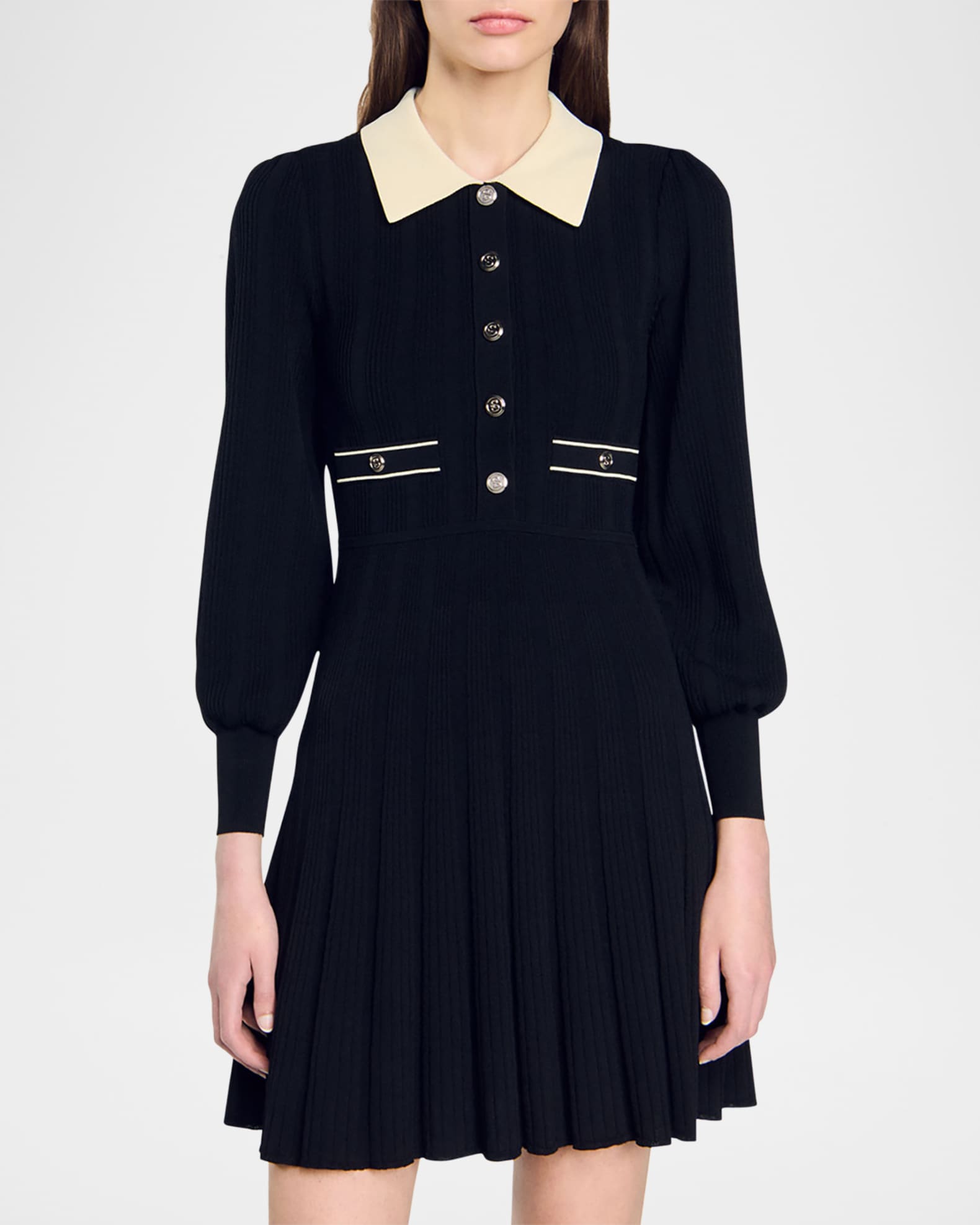 Sandro Lison Short Fit Flare Pleated Dress Neiman Marcus