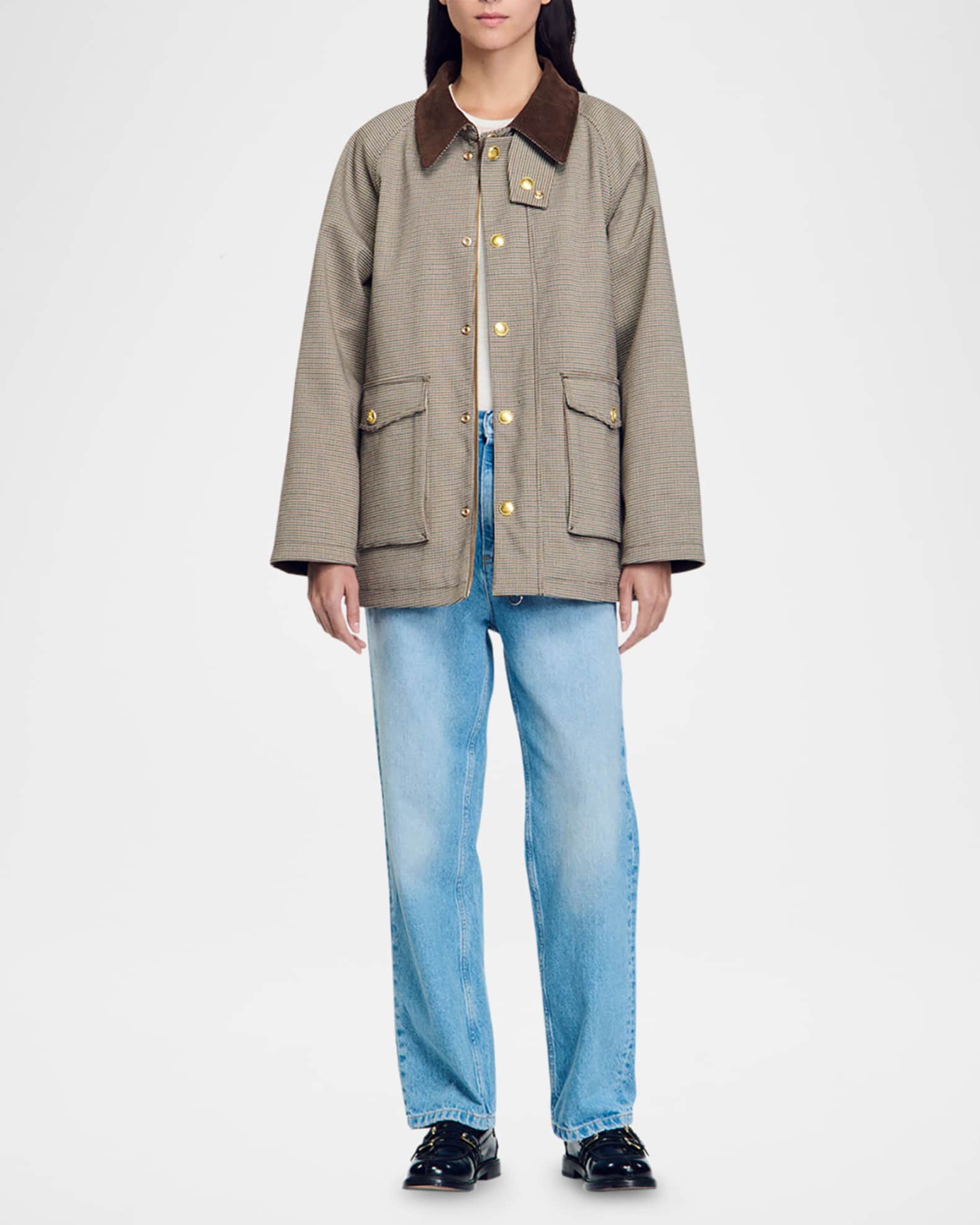 ジャケット・アウター SANDRO Long Houndstooth Coatigan 27863763?w=400