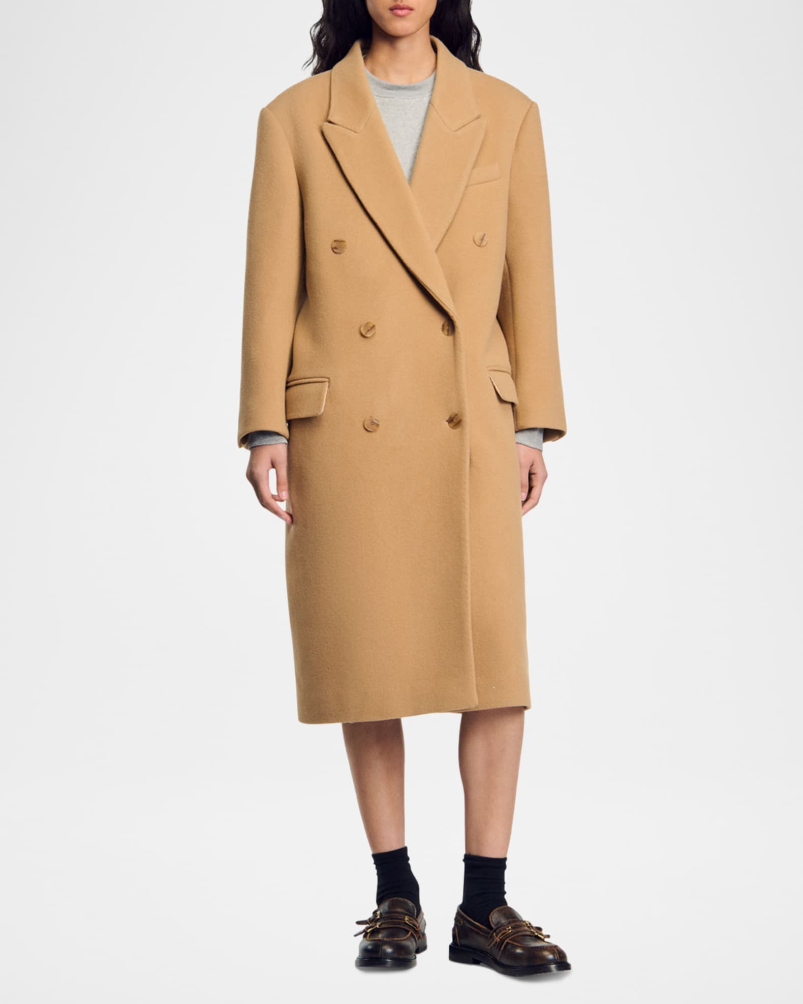 Sandro wool coat with fancy cuffs cheap