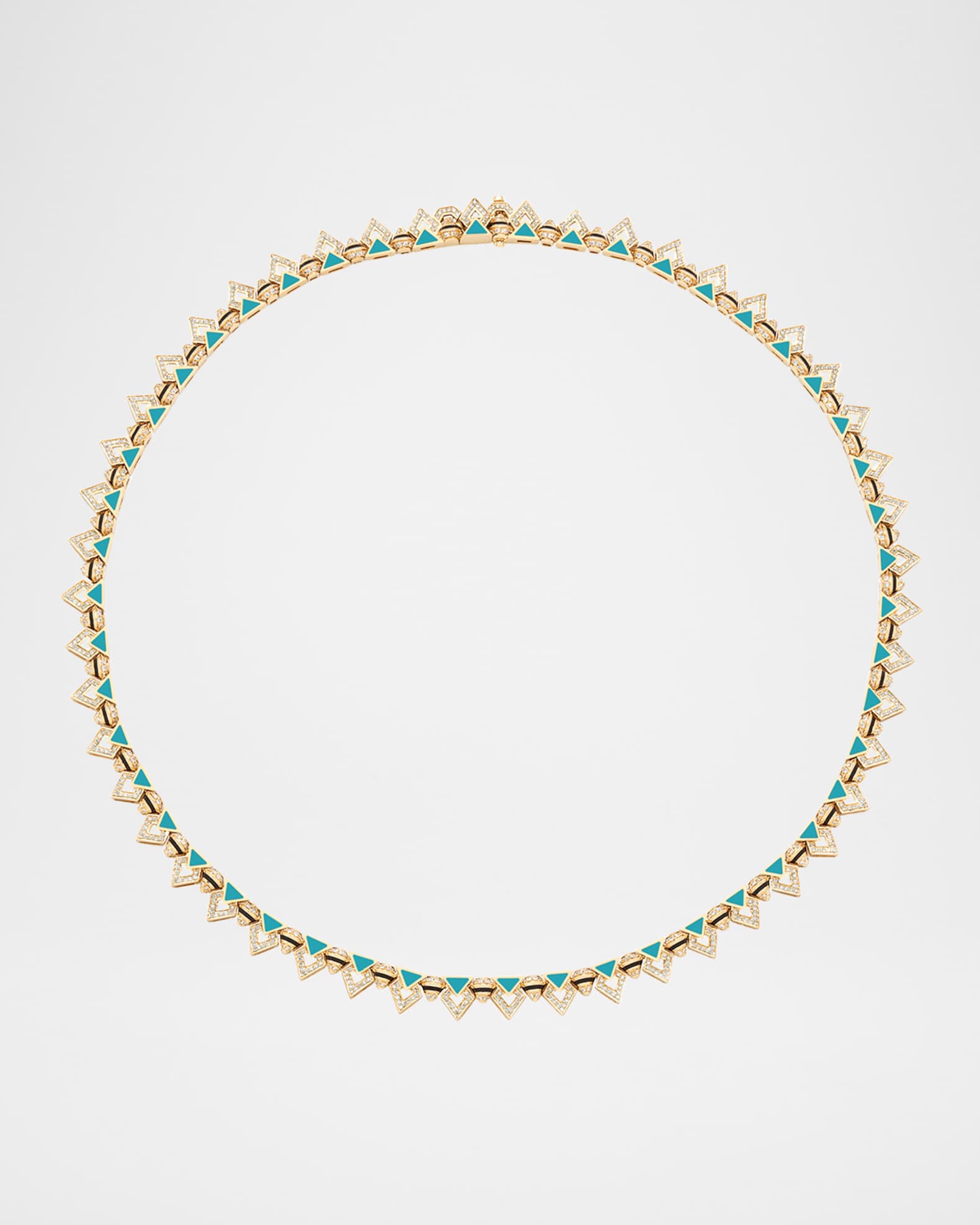 Mosaic Necklace in 18K Yellow Gold with Turquoise Hyceram 0
