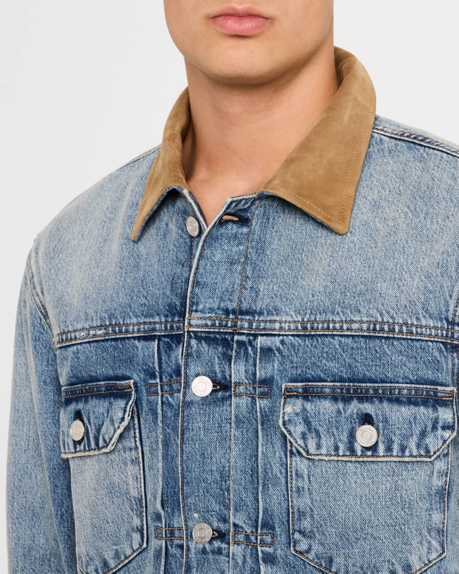 Denim jacket suede collar deals