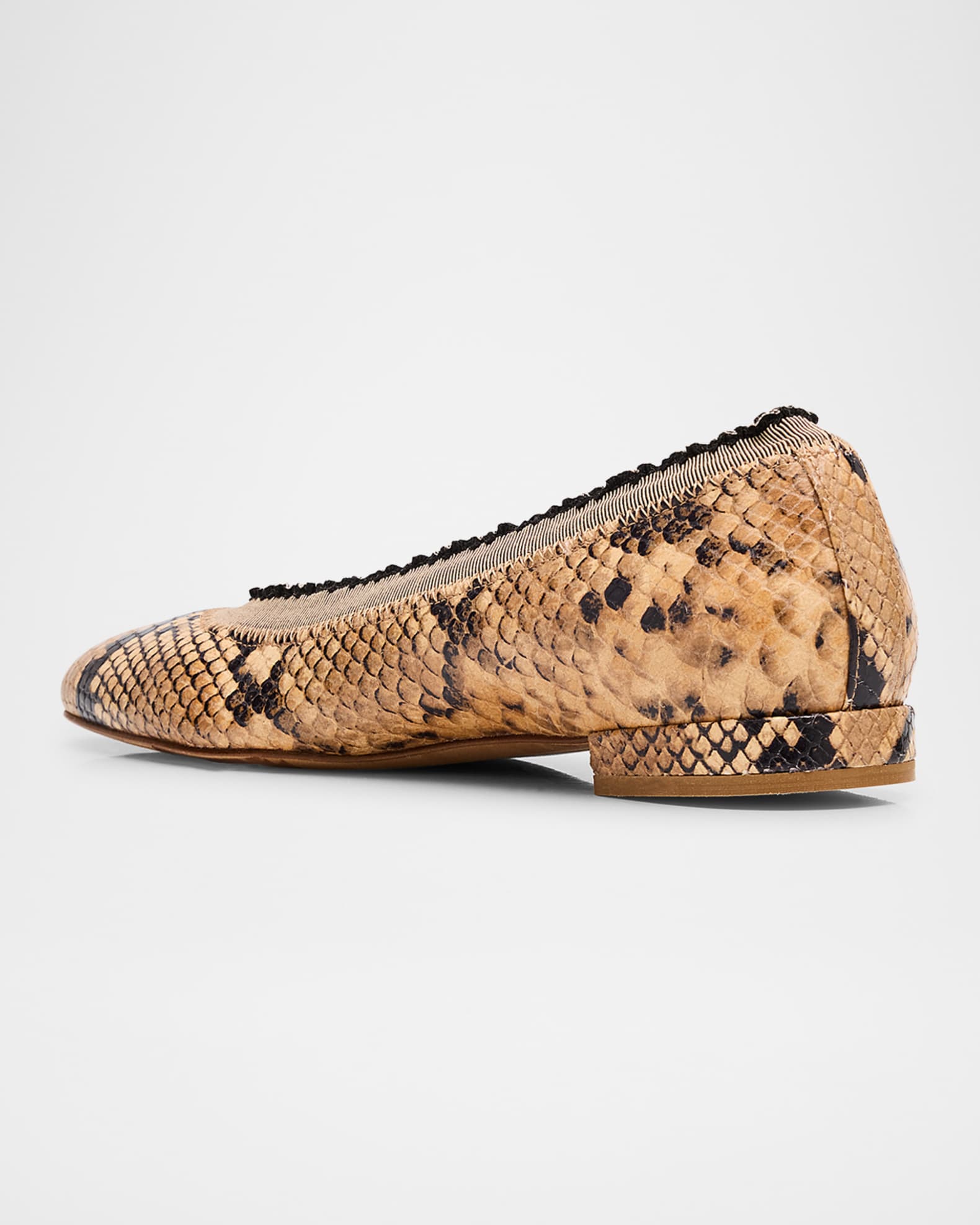 Elise Ruffle Snakeskin-Print Leather Ballet Flats - Thumbnail 2