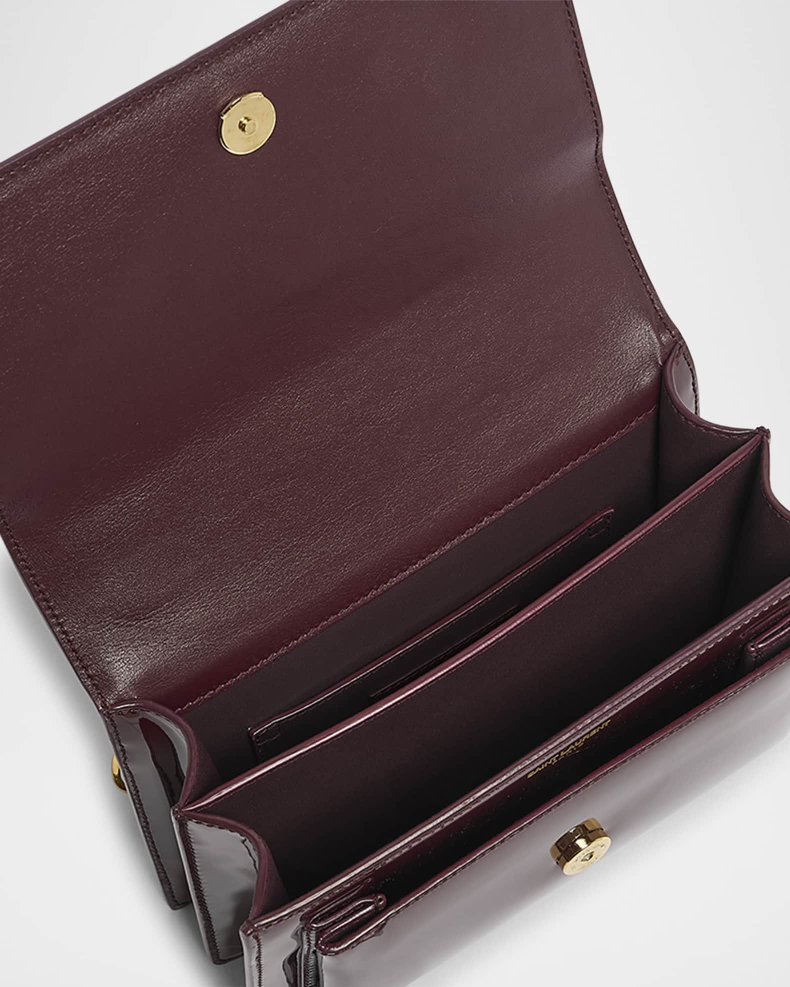 Saint Laurent Sunset Small YSL Crossbody Bag in Patent Leather Neiman Marcus