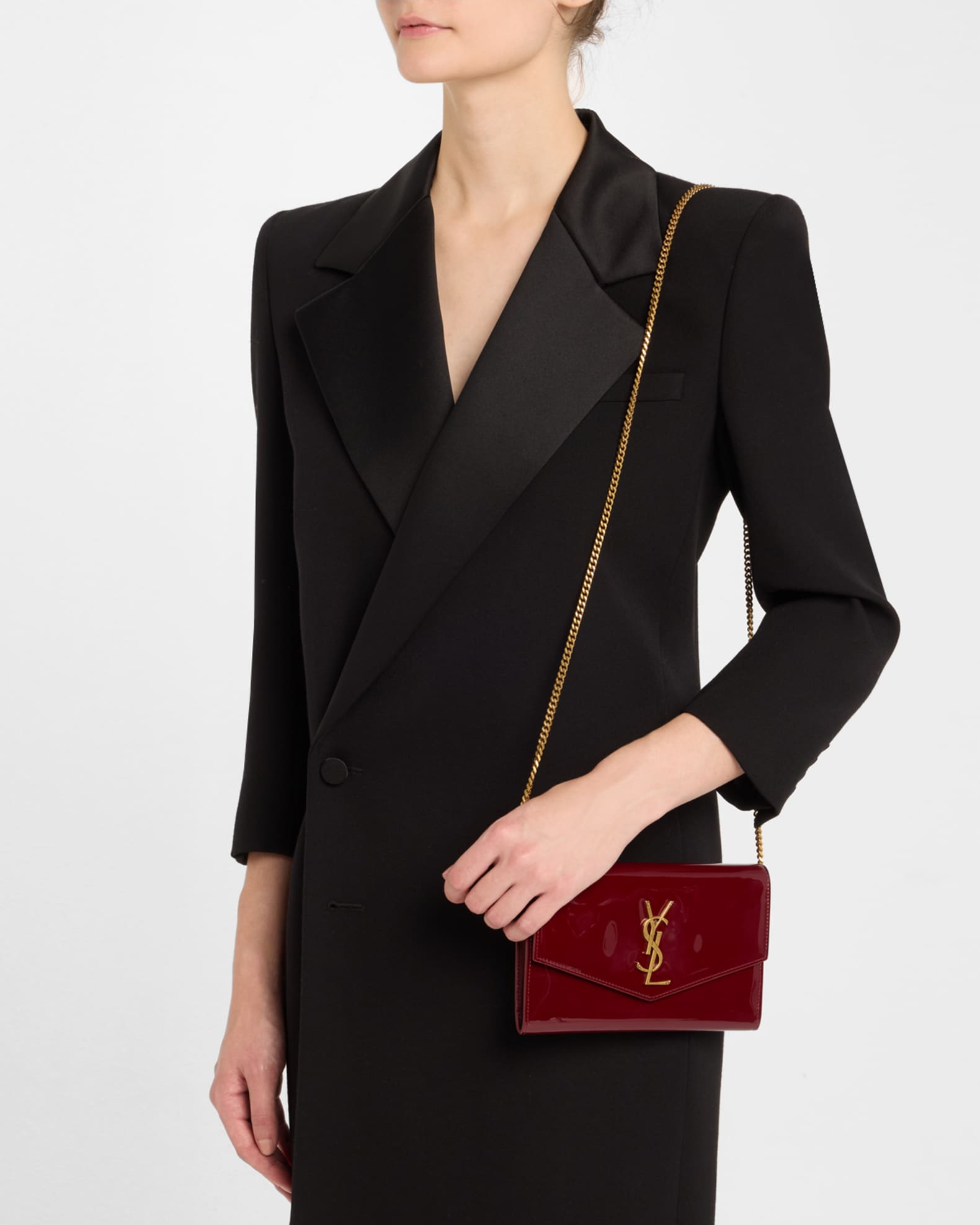 YSL Wallet on Chain in Patent Leather  1