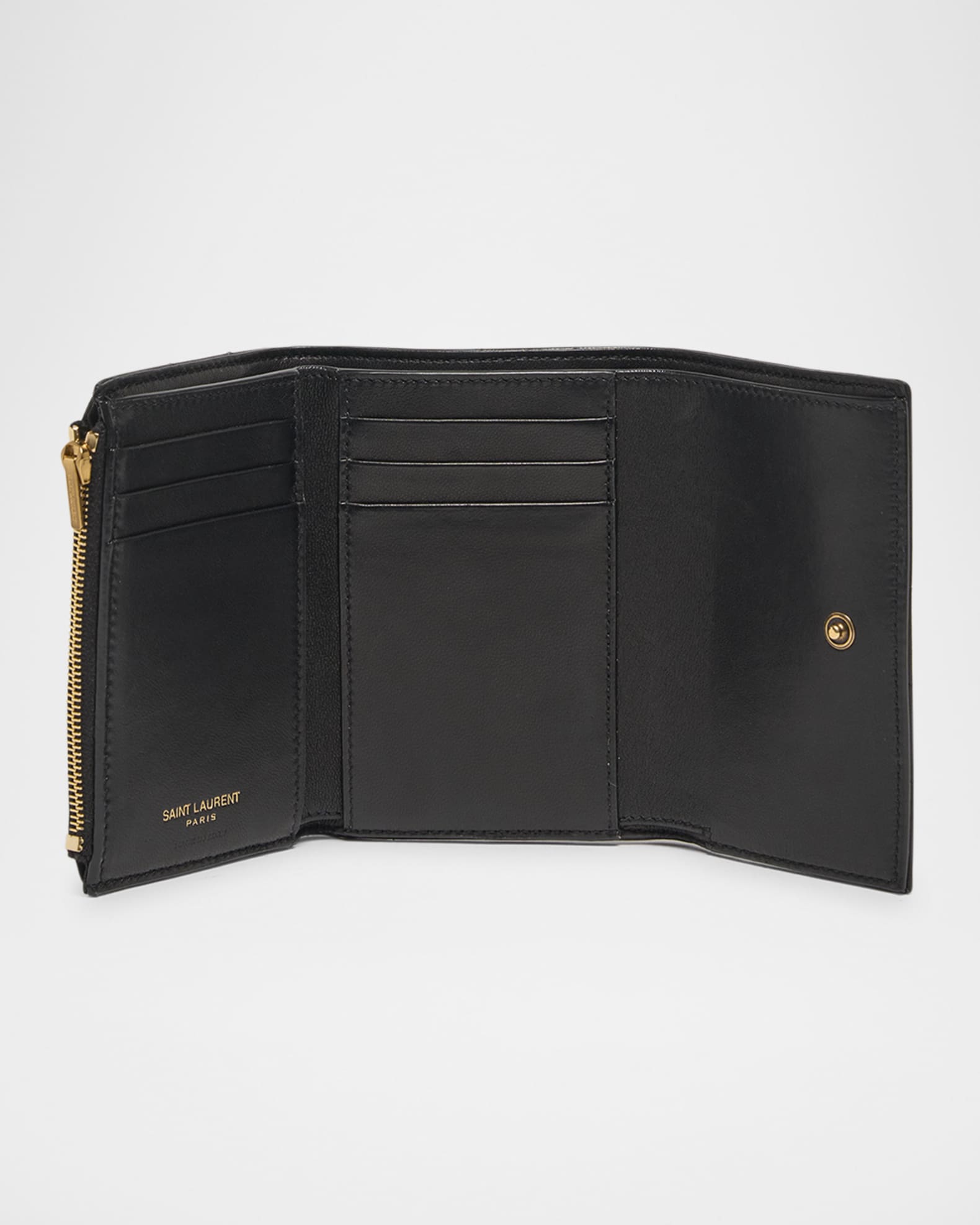 YSL Slim Trifold Wallet in Quilted Leather