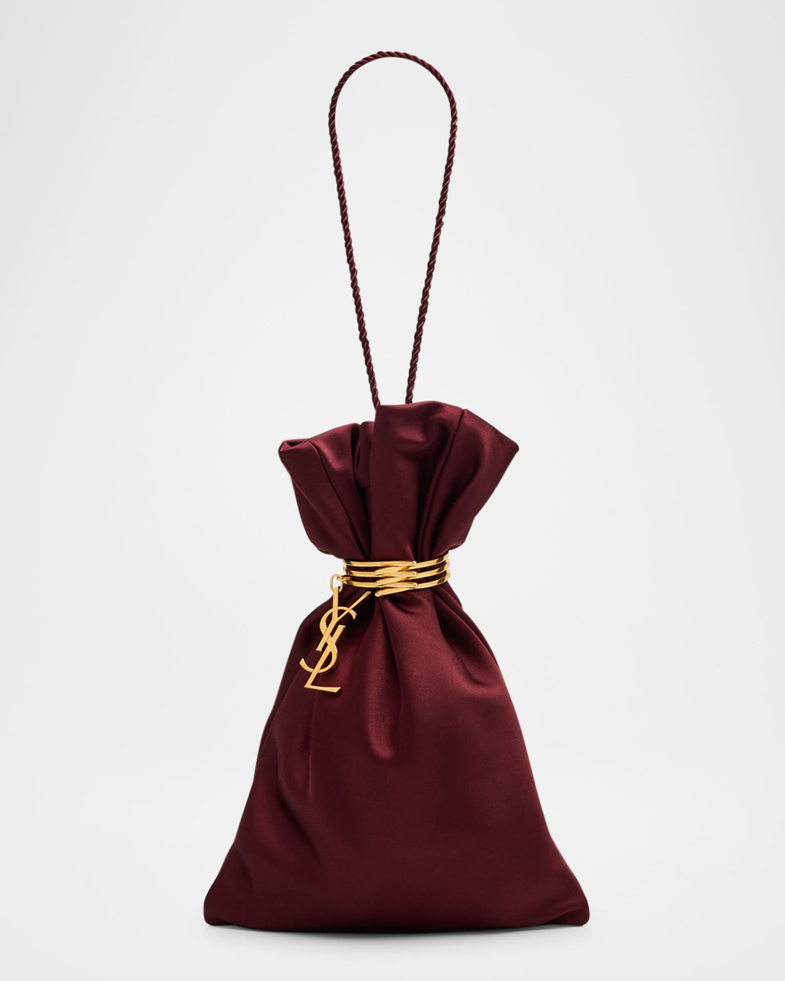 YSL Evening Pouch in Satin with Cord Strap  0