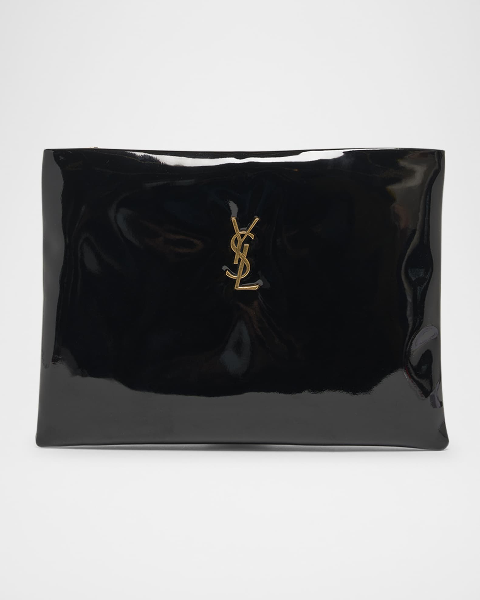 YSL Large Zip Pouch Clutch Bag in Puffy Patent Polyurethane 0