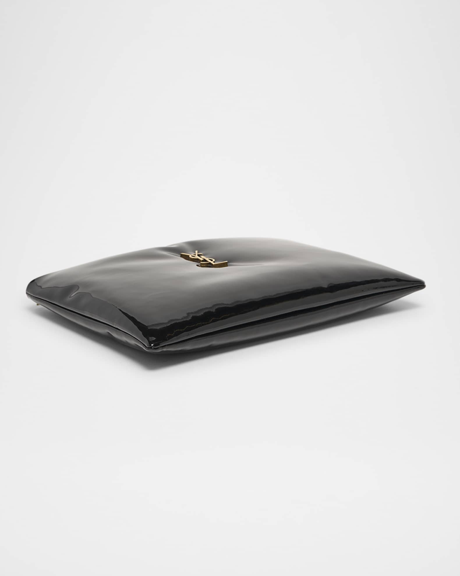YSL Large Zip Pouch Clutch Bag in Puffy Patent Polyurethane 1