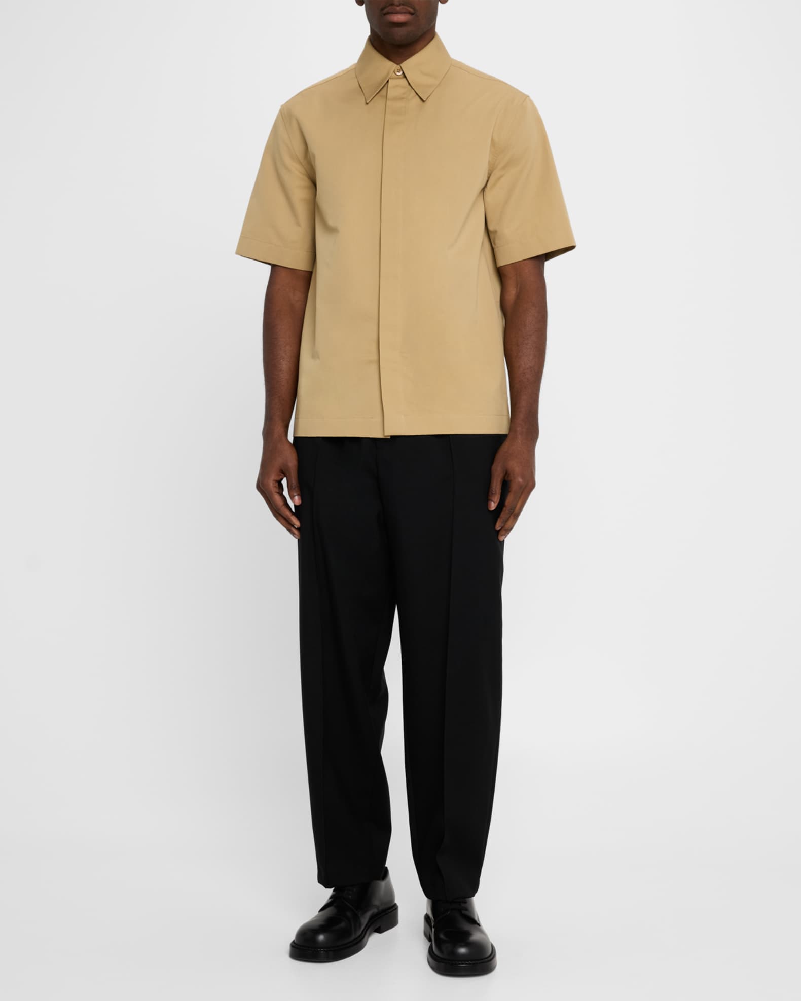 Men's Hidden-Placket Solid Sport Shirt 1