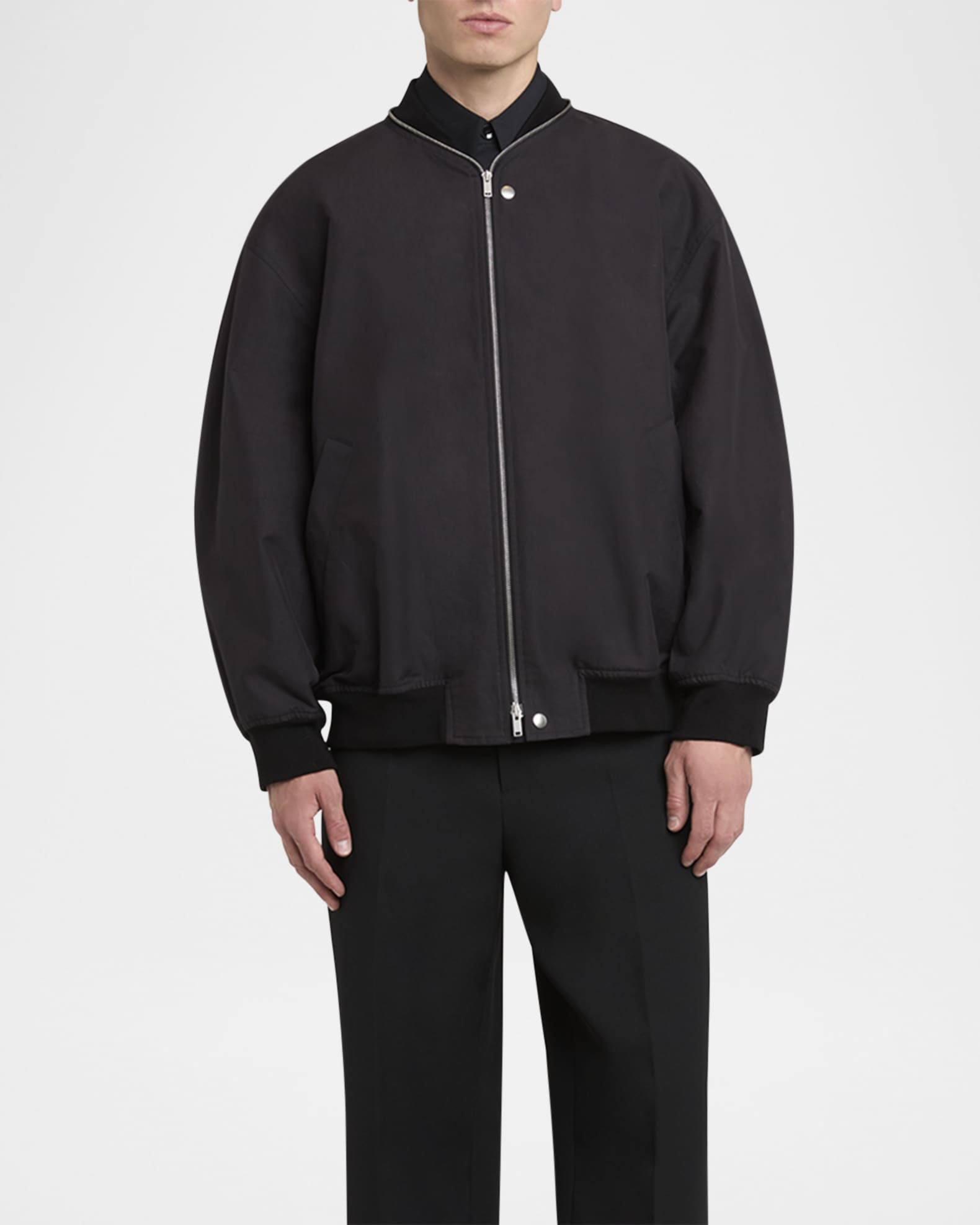 Jil Sander Men's Boxy Nylon Zip Jacket | Neiman Marcus