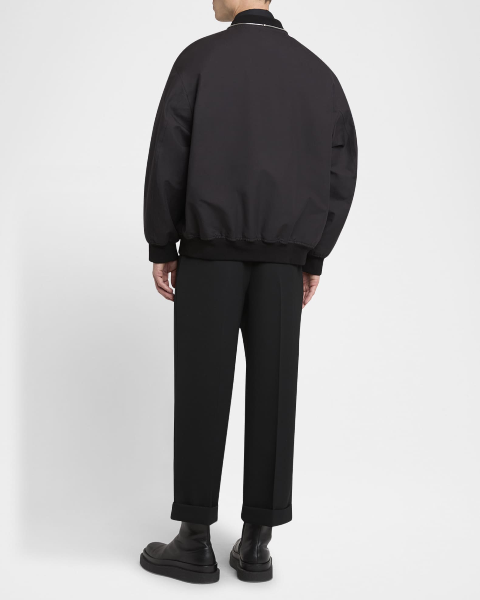 Jil Sander Men's Boxy Nylon Zip Jacket | Neiman Marcus