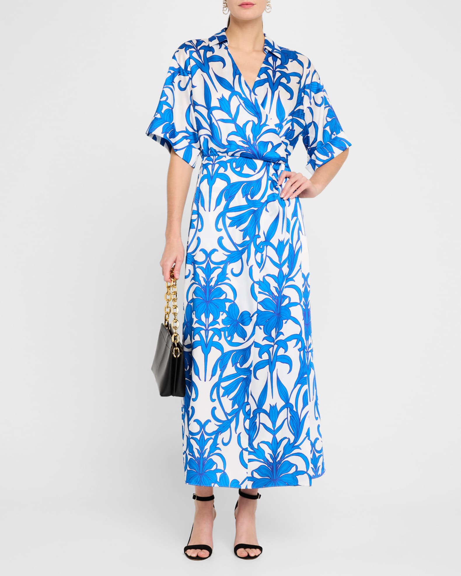 Floral-Print Surplice Midi Dress 1
