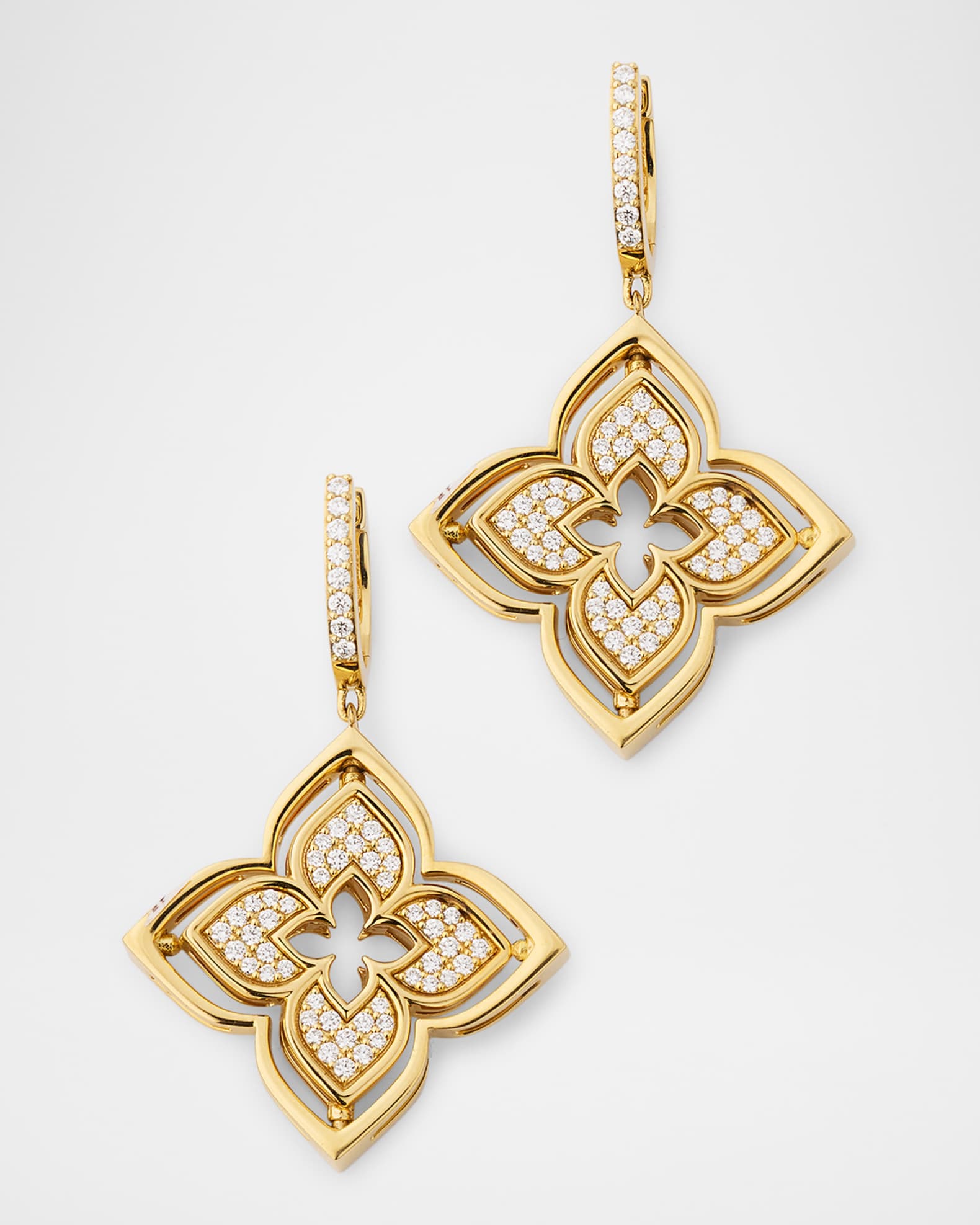 18K Yellow Gold Diamond Pave and Mother-of-Pearl Venetian Princess Pirouette Earrings 0