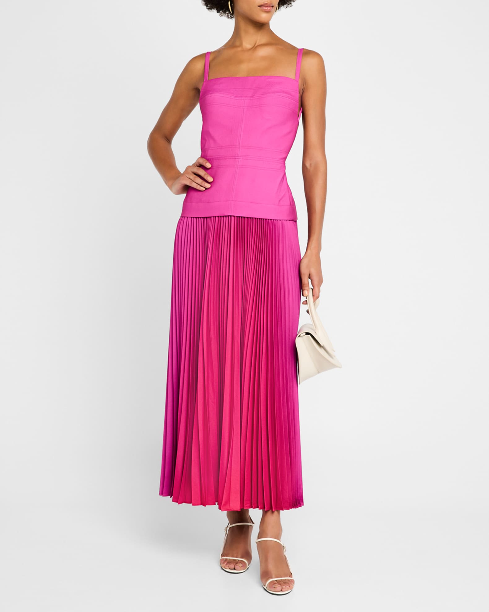 Acler Leasgill Pleated Open Back Dress Raspberry Ombre