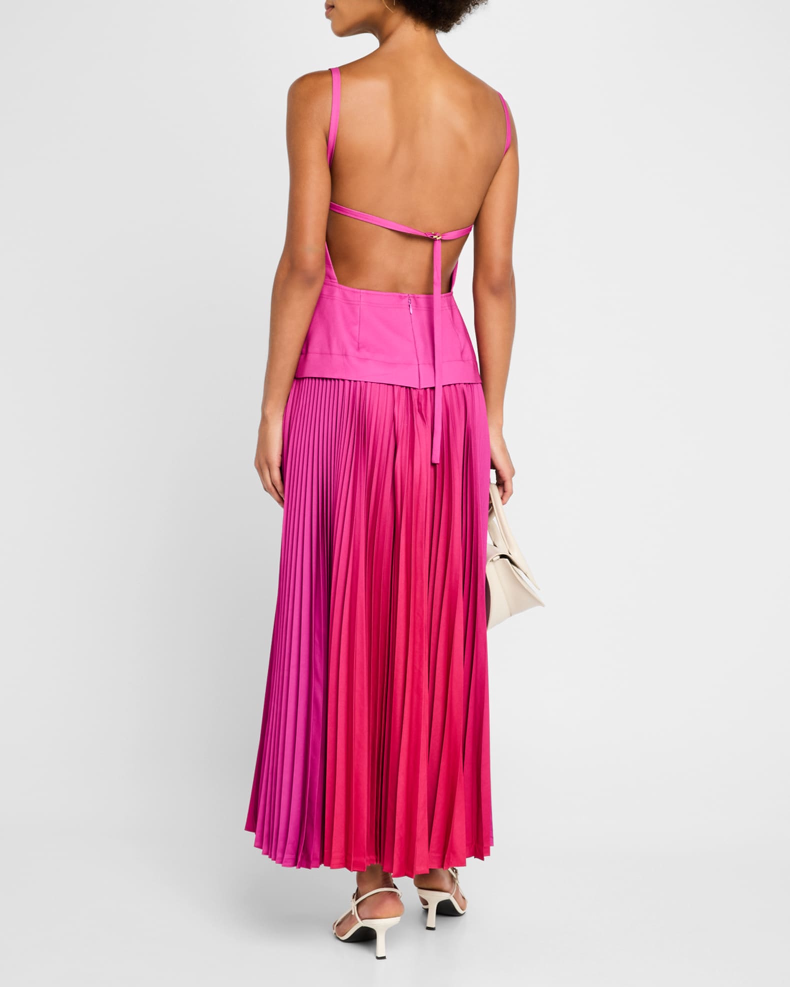 Leasgill Pleated Open-Back Dress