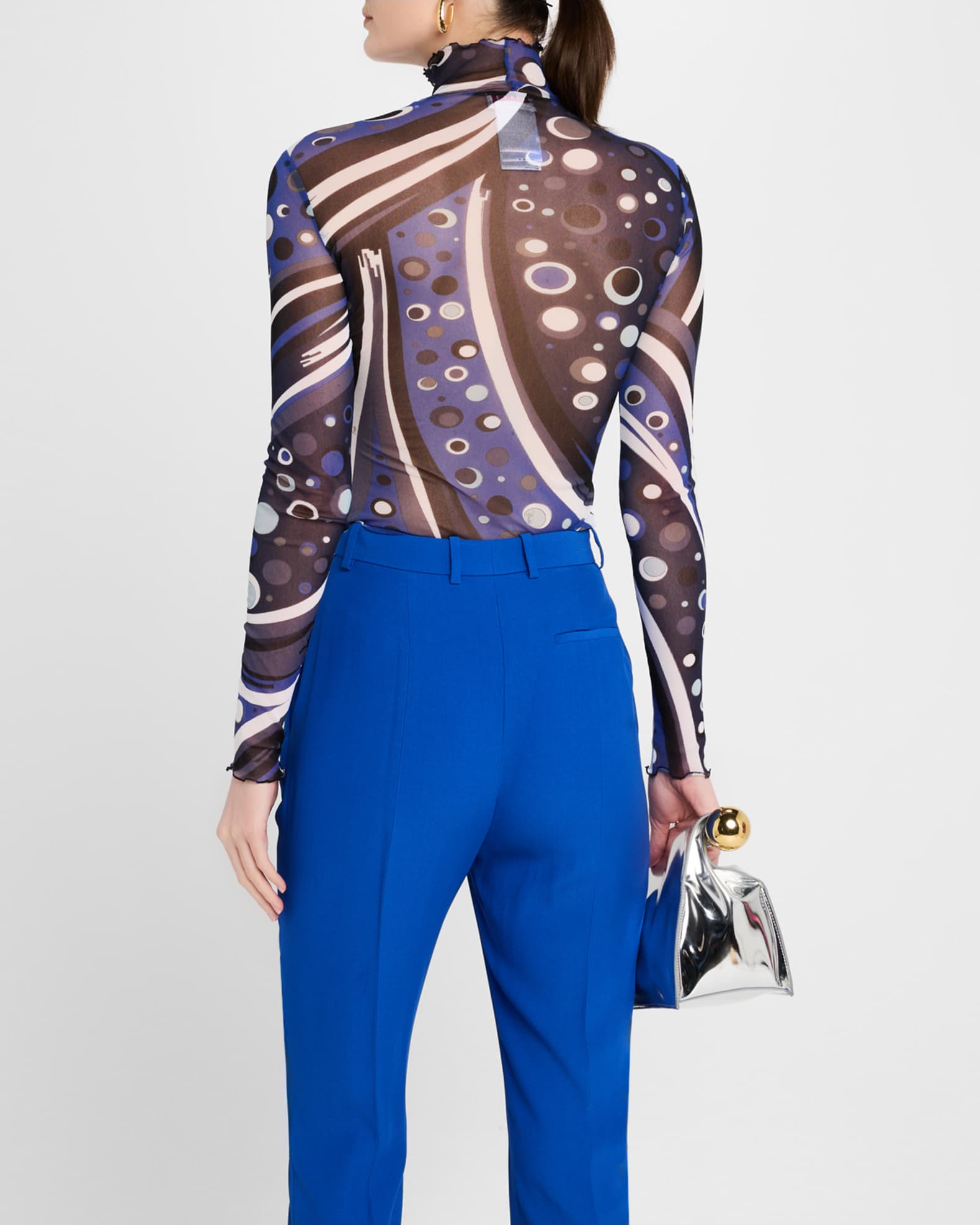Emilio Pucci Turtleneck Printed Mesh Long-Sleeve T-Shirt | Neiman Marcus