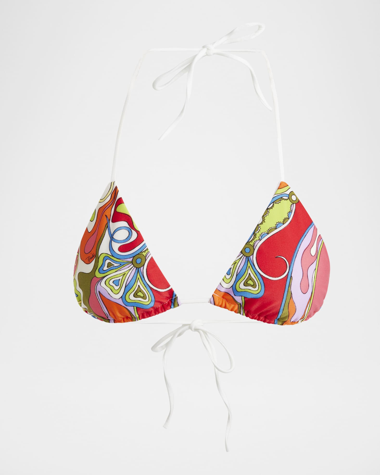 Emilio Pucci Orchidee-Print Triangle Bikini Top | Neiman Marcus