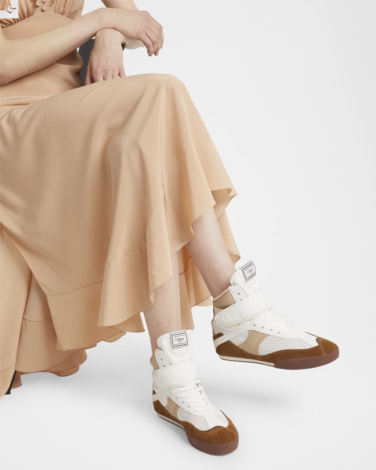Kick High-Top Mesh Leather Sneakers 1