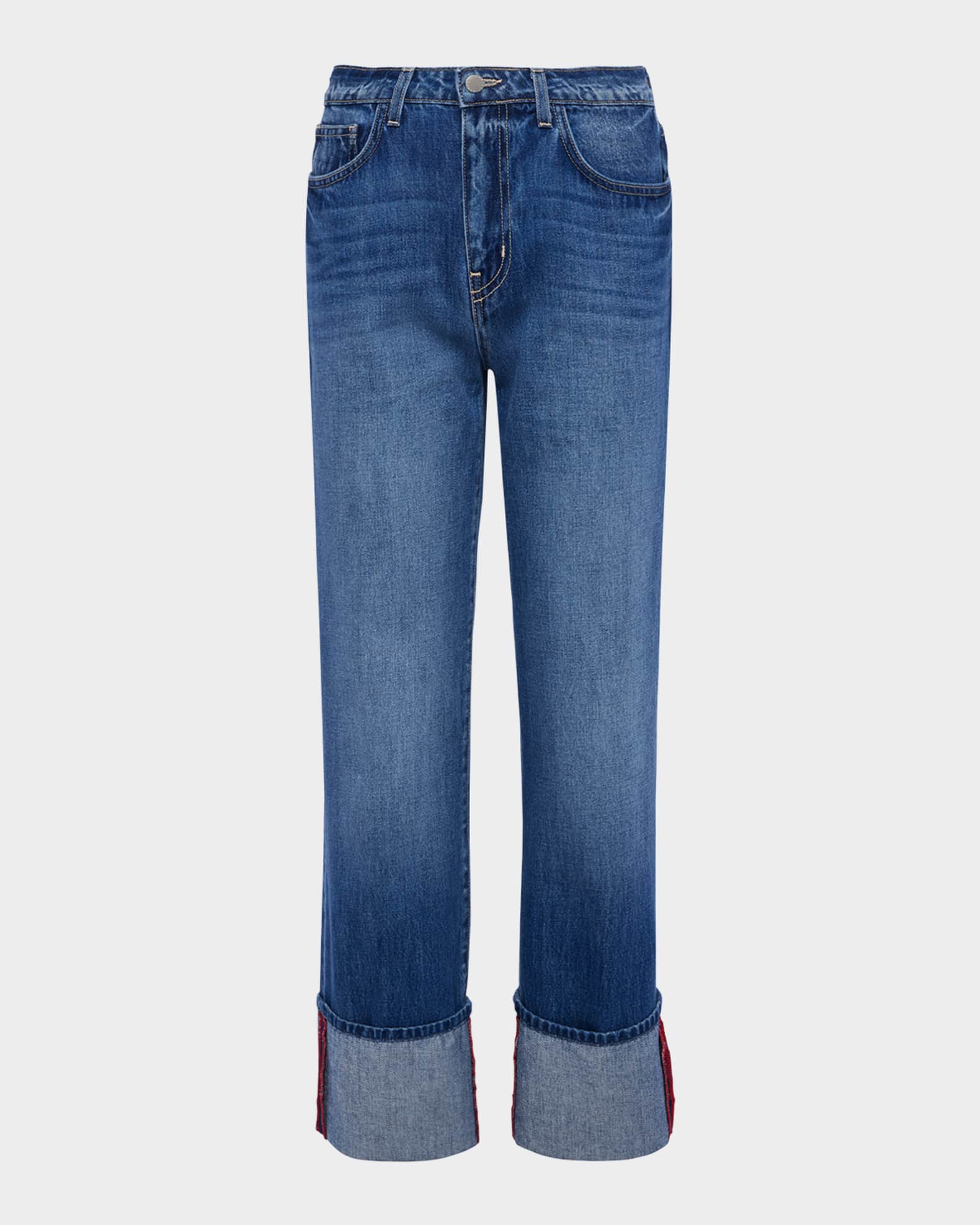 Leighton Ultra High-Rise Cuffed Stovepipe Jeans 0