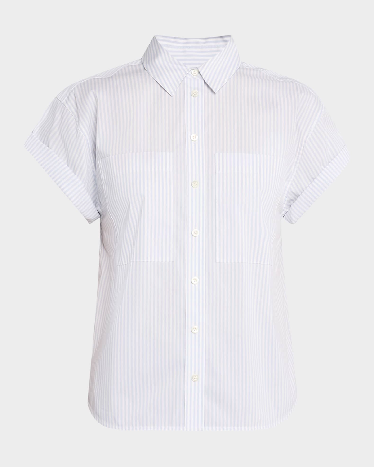 FRAME Stripe Short-Sleeve Button-Front Shirt | Neiman Marcus