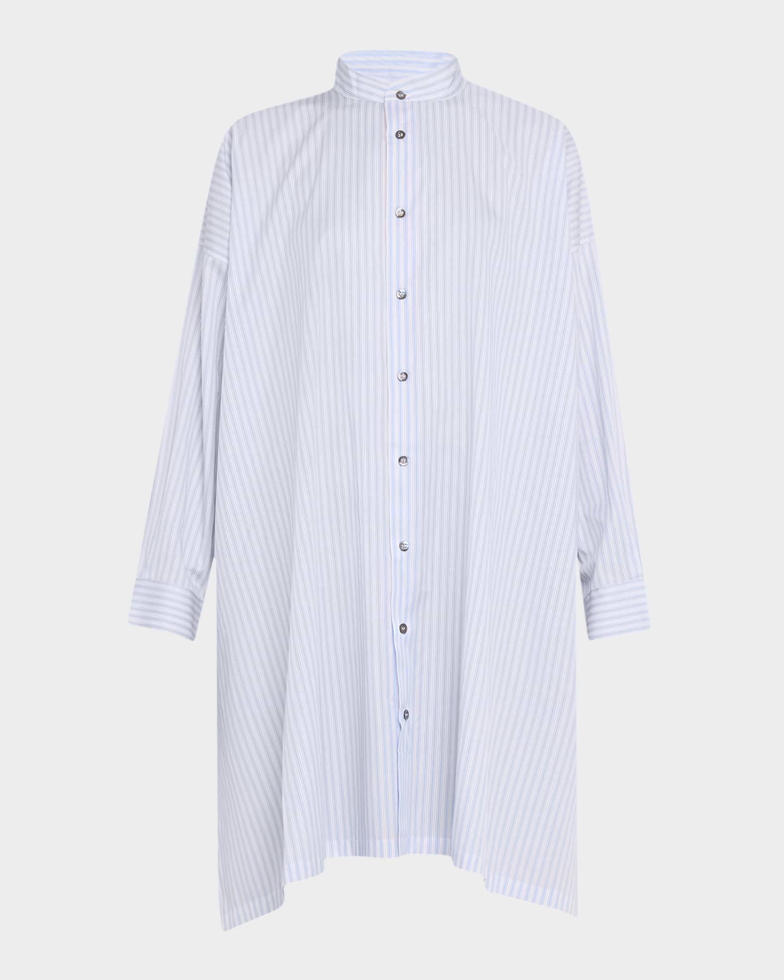eskandar シャツ Eskandar Wide A-Line Collarless Shirt With Slits (Very Long