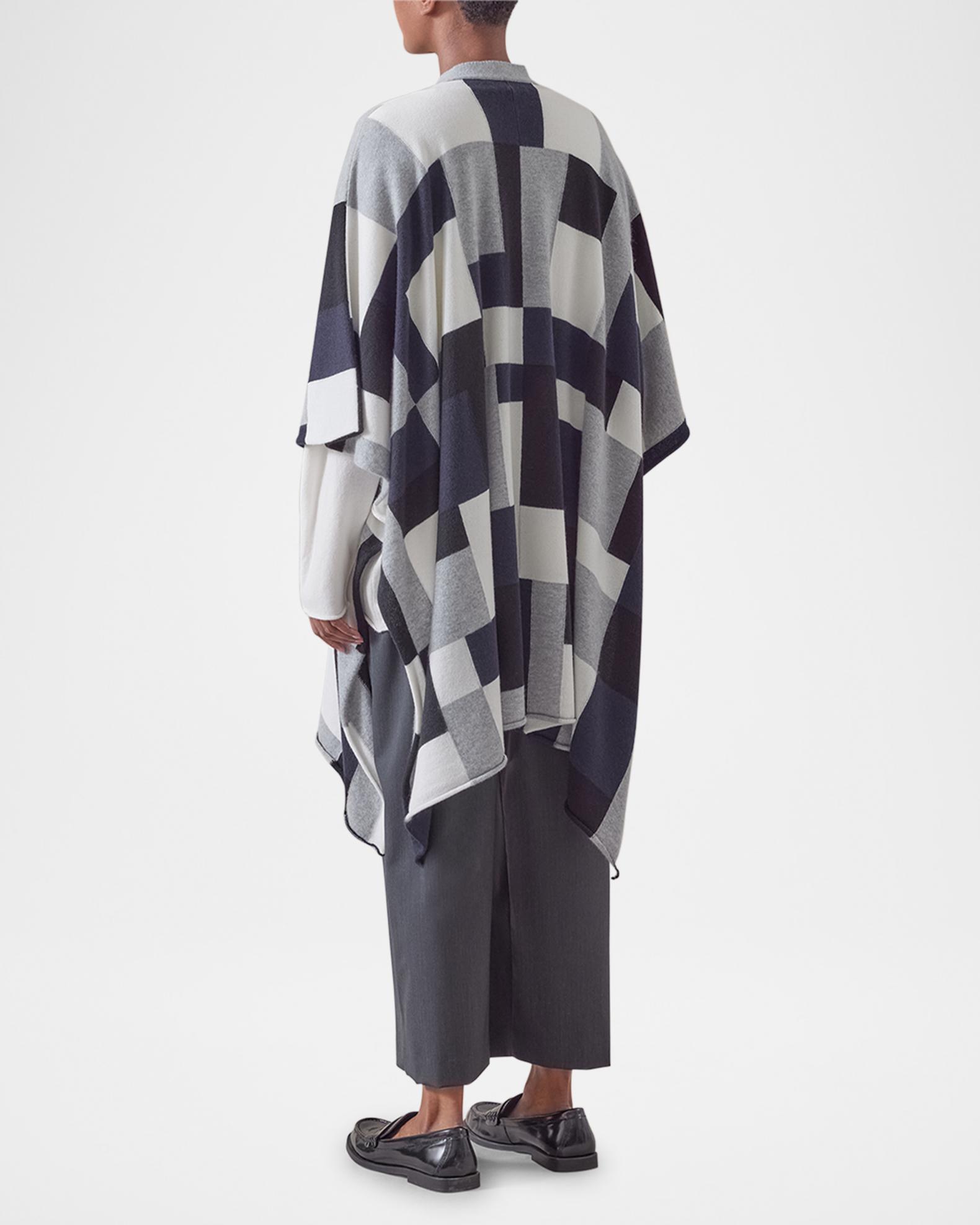 Cardigan Eskandar 100% Cachemire - Motif Carreaux Ottomans, Couleur Charbon/noir, Taille Unique (oversize)