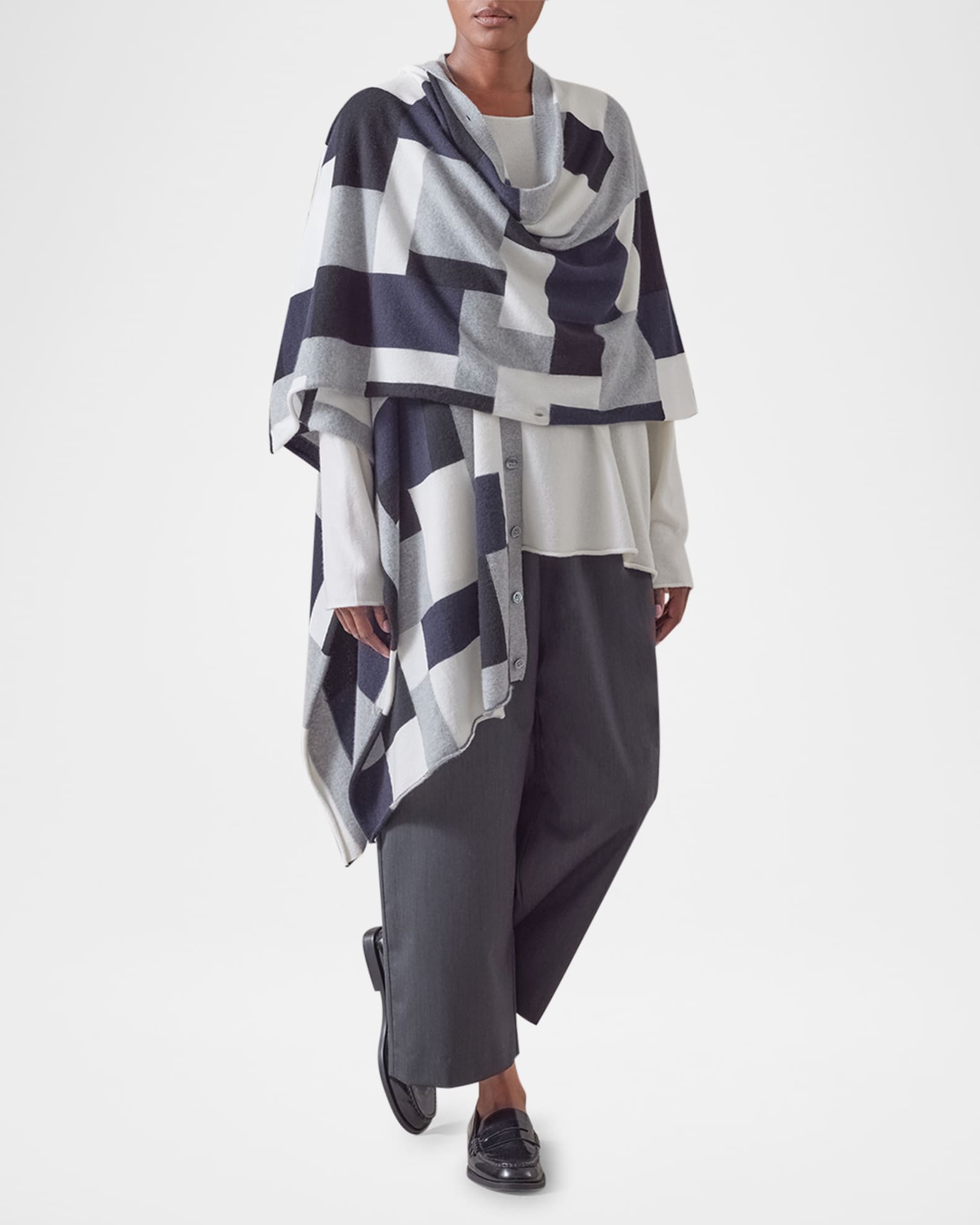 Eskandar Extra Wide Sleeveless Tabard Cashmere Cardigan Neiman Marcus