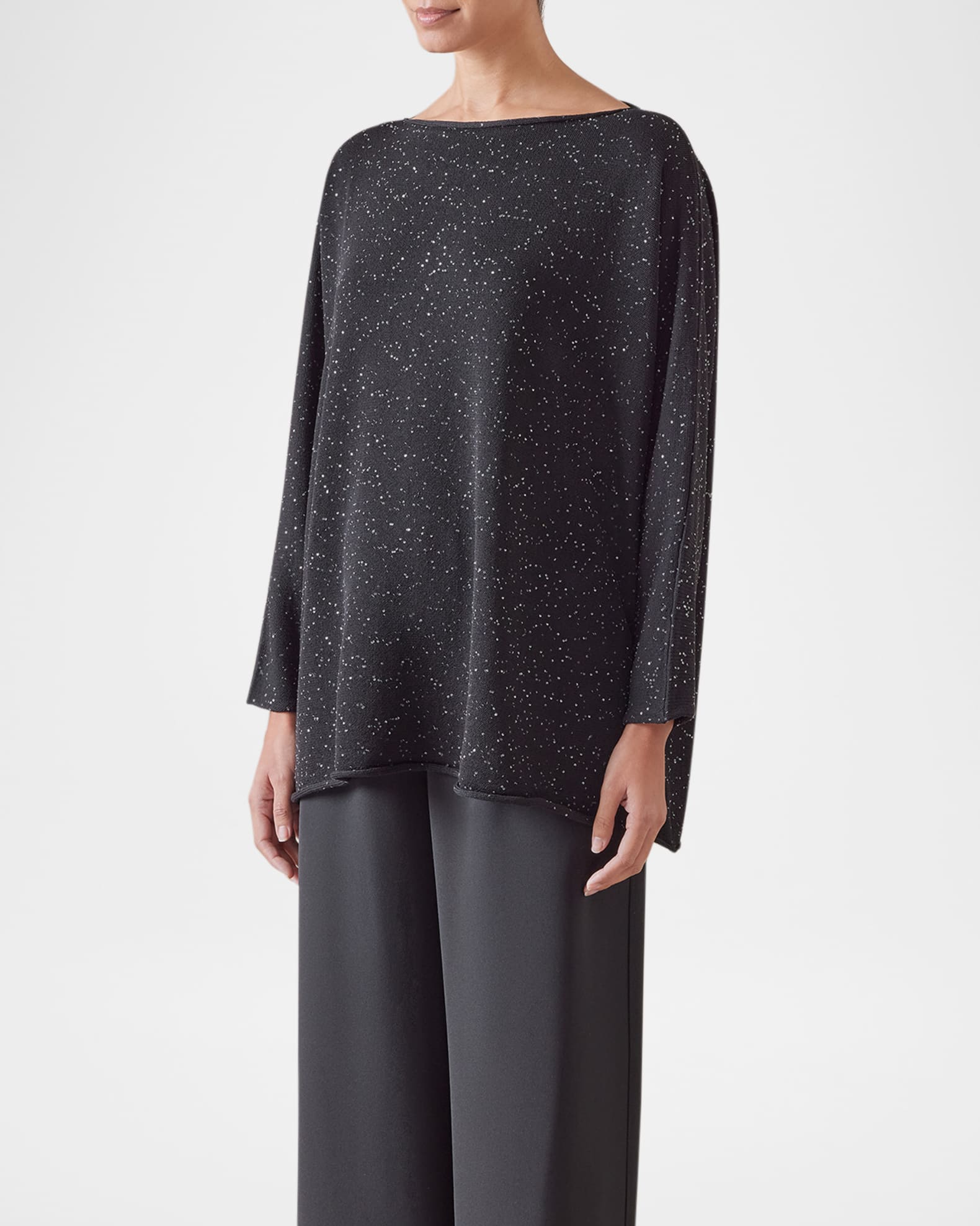Slim Sleeve Sideways Knitted Sweater (Mid Plus Length) - Thumbnail 2