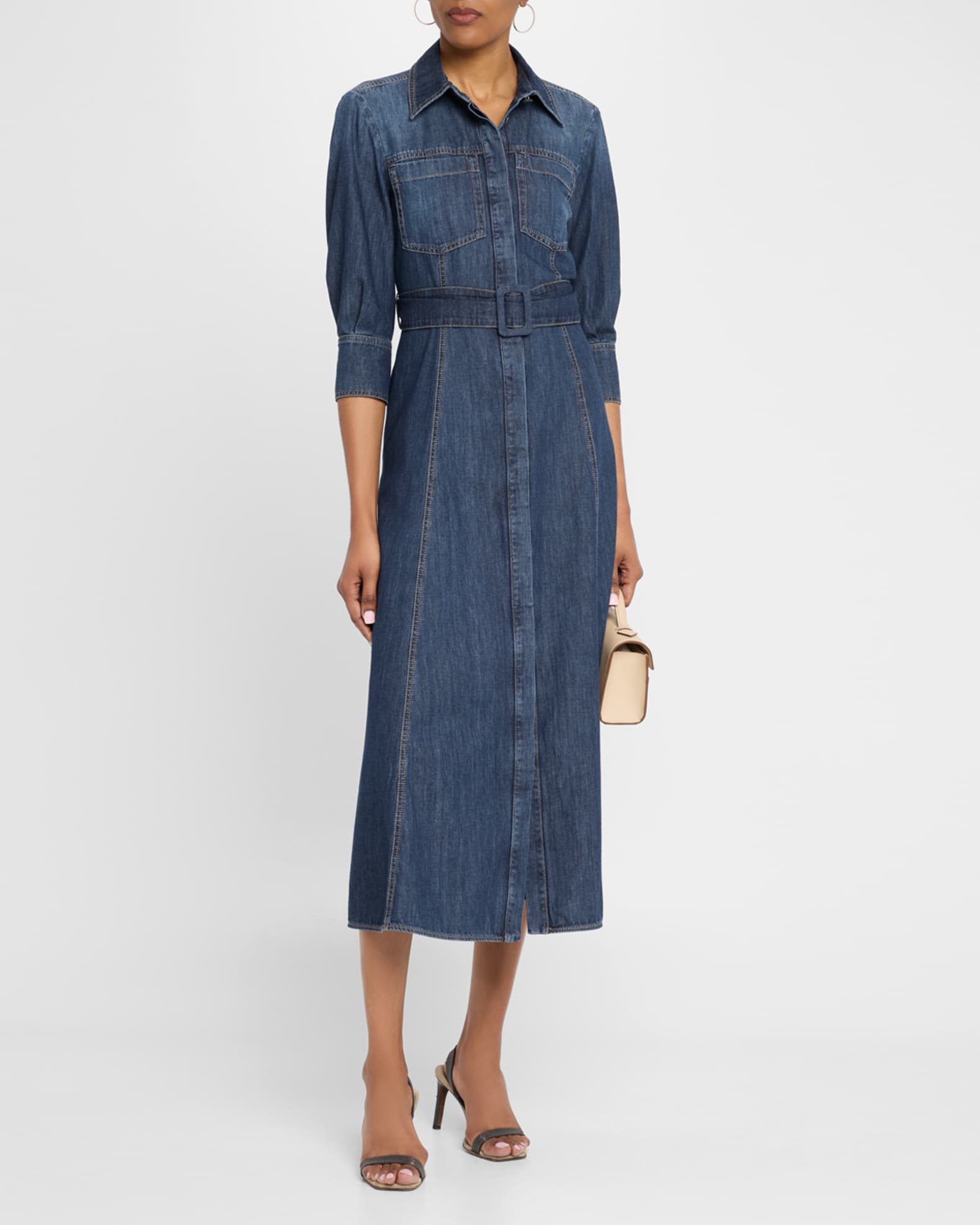 Tartufo Belted Cotton Denim Midi Shirtdress 1