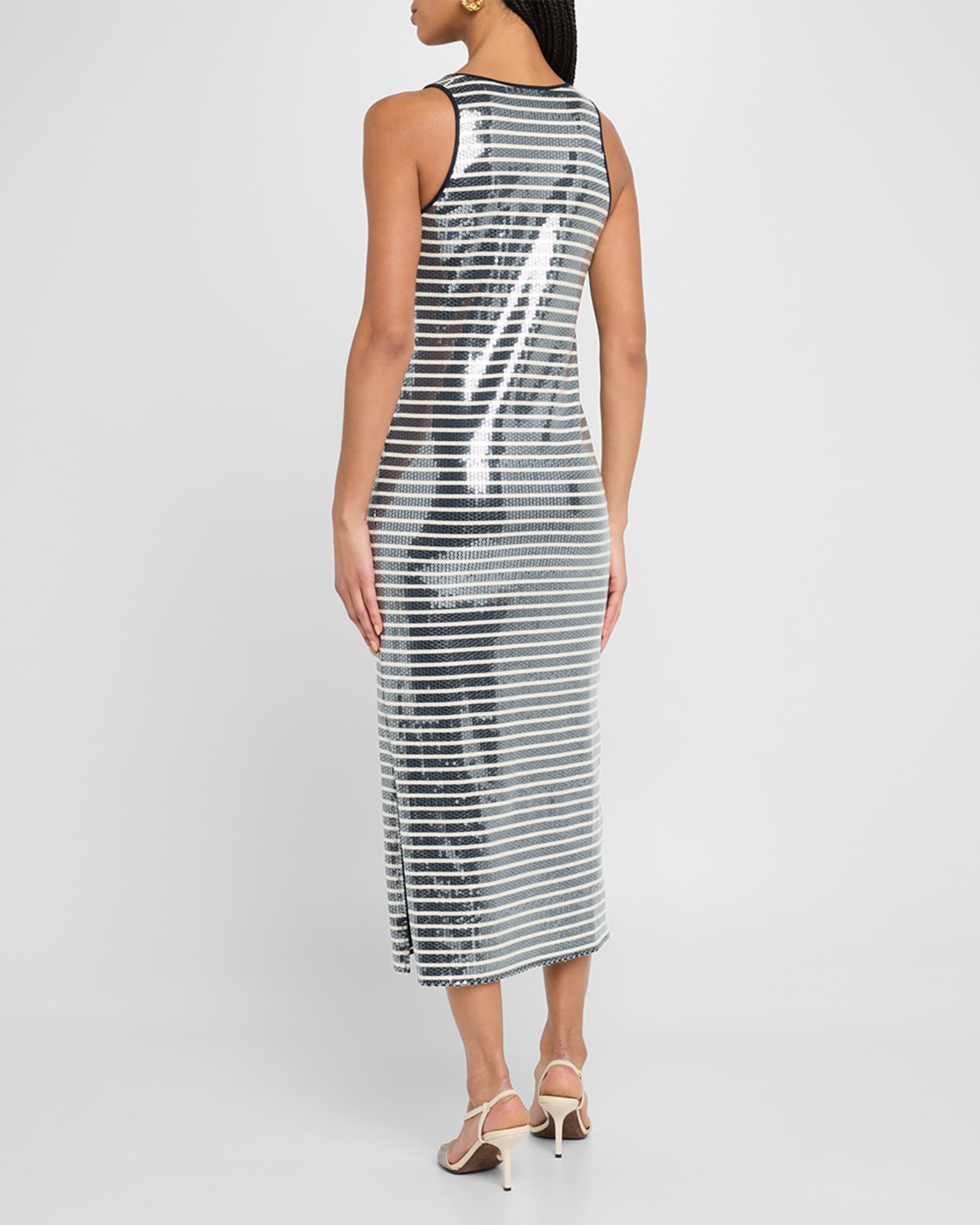 Marella Beati Striped Sequin Midi Dress | Neiman Marcus