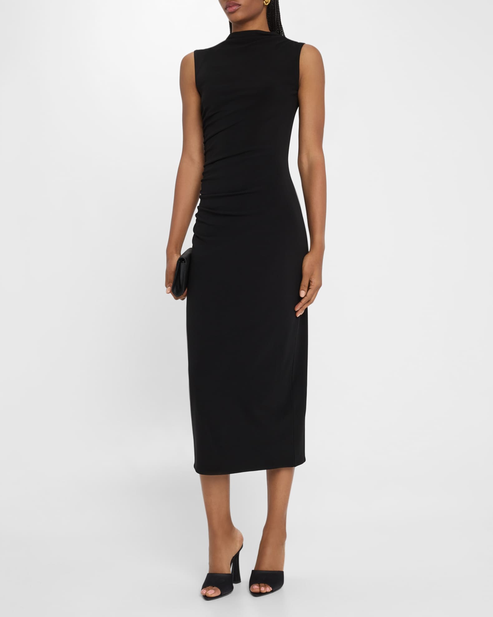 Nef Ruched Mock-Neck Midi Dress 1