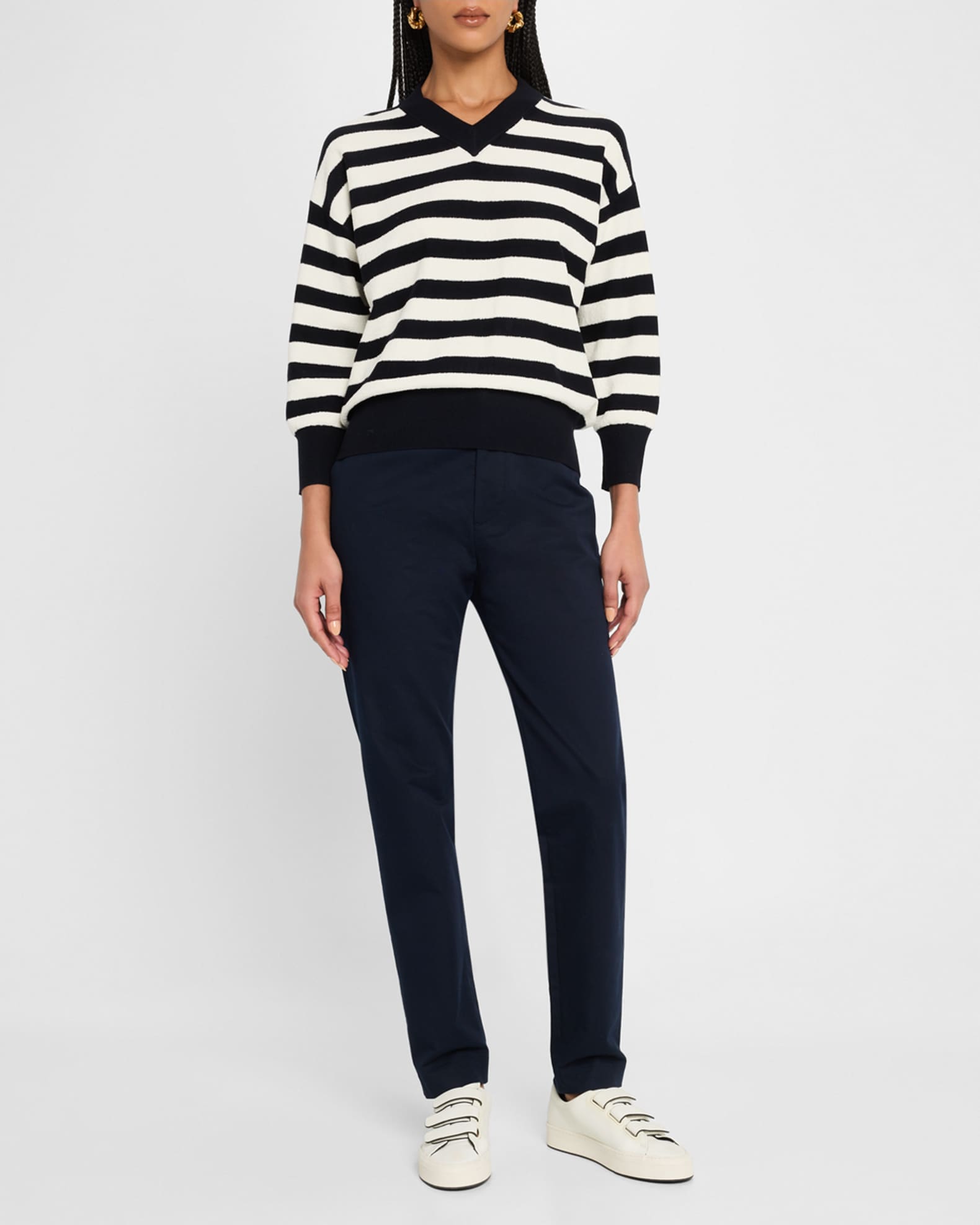 Soldino Striped 3/4-Sleeve Sweater 1