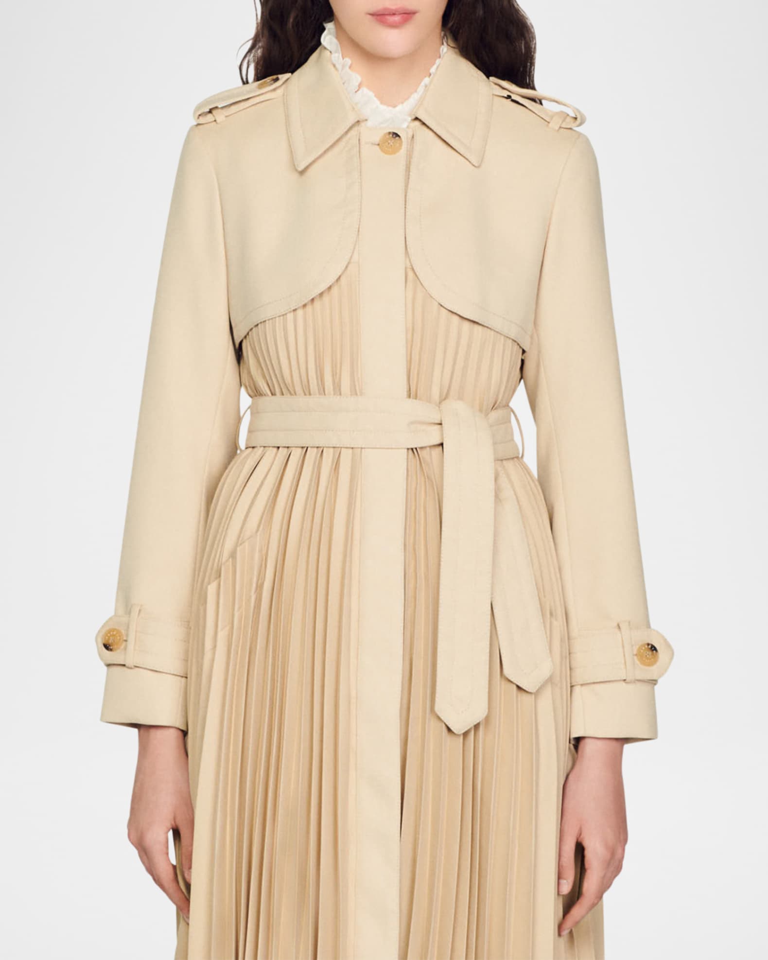 【SANDRO】 Vino Pleated Trench Coat Sandro Vino Pleated Trench Coat | Bloomingdale's