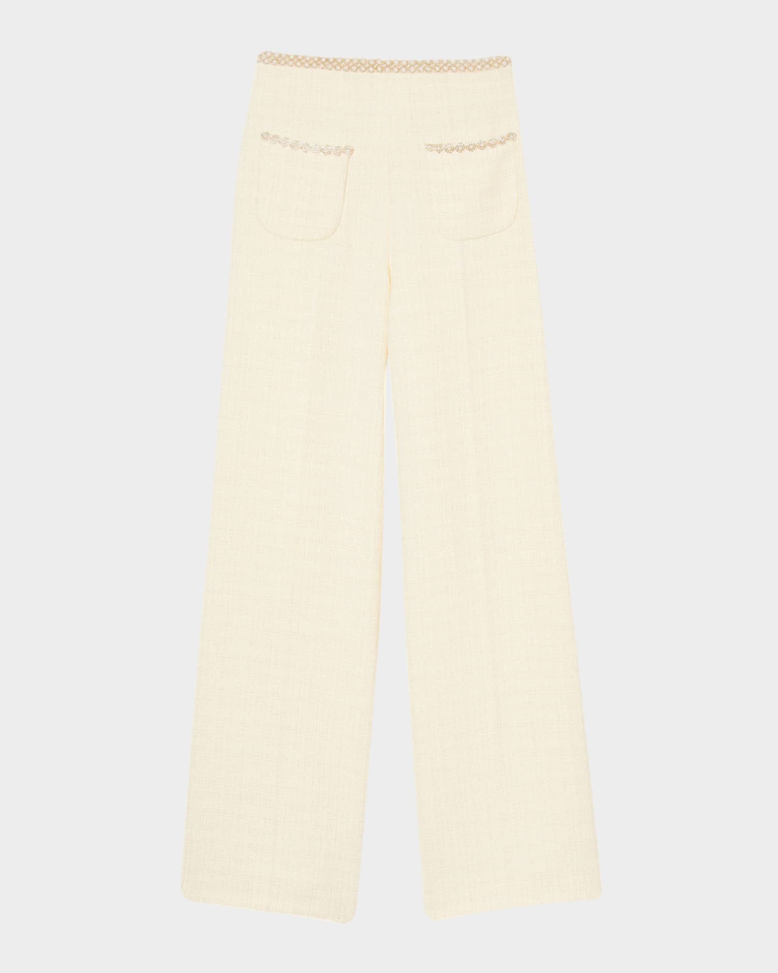 Vaye Tweed Beaded Trim Pants 0