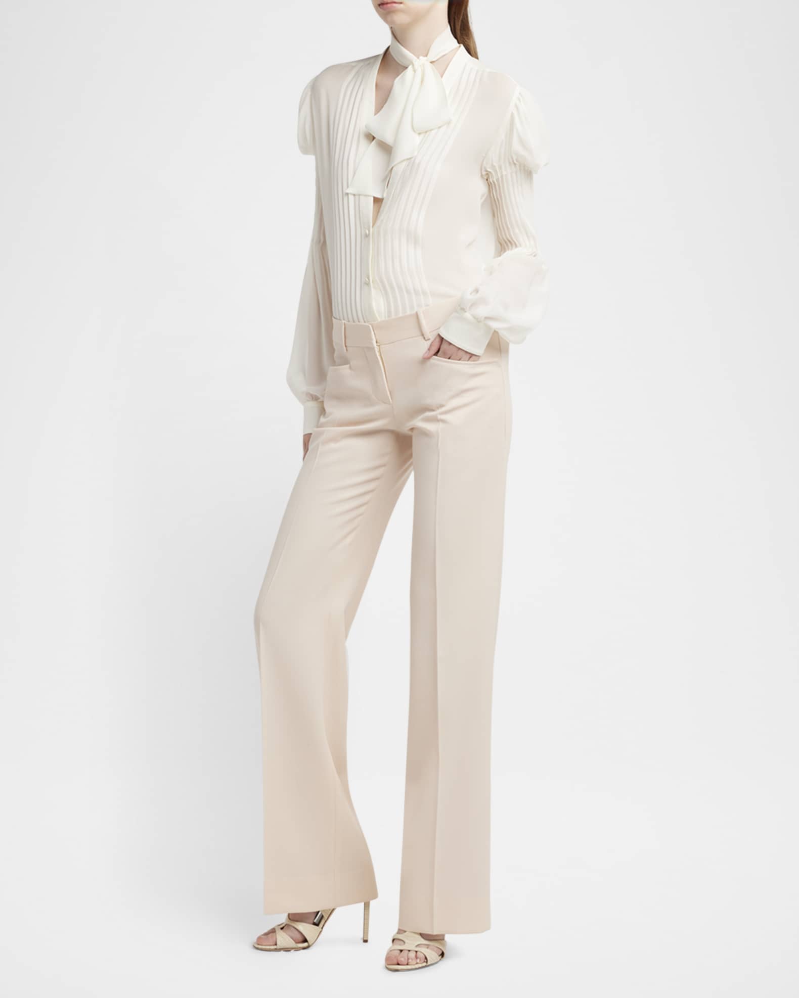 Low-Waist Wool Flare Trousers 1