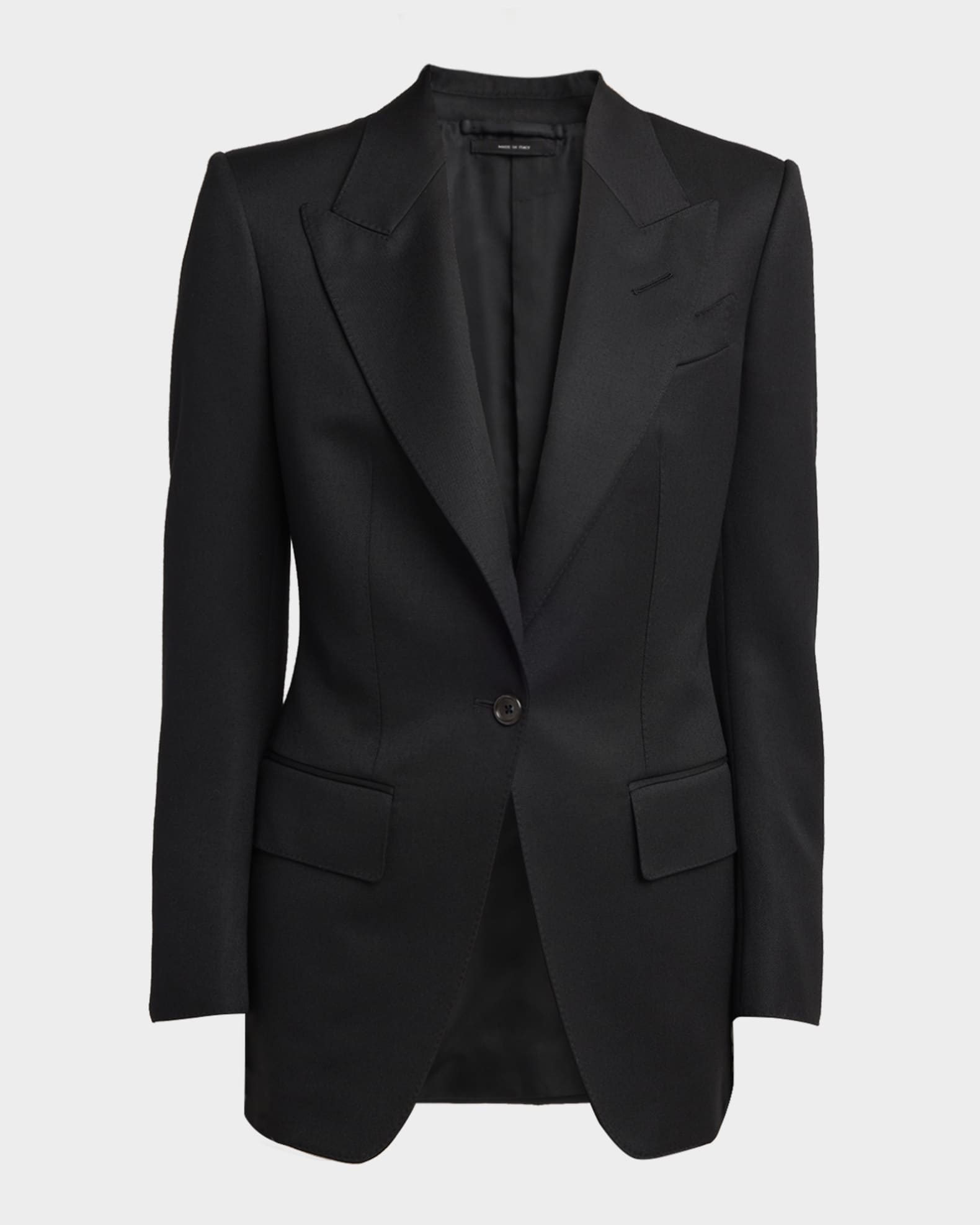 Single-Breasted Wool-Blend Blazer Jacket 0