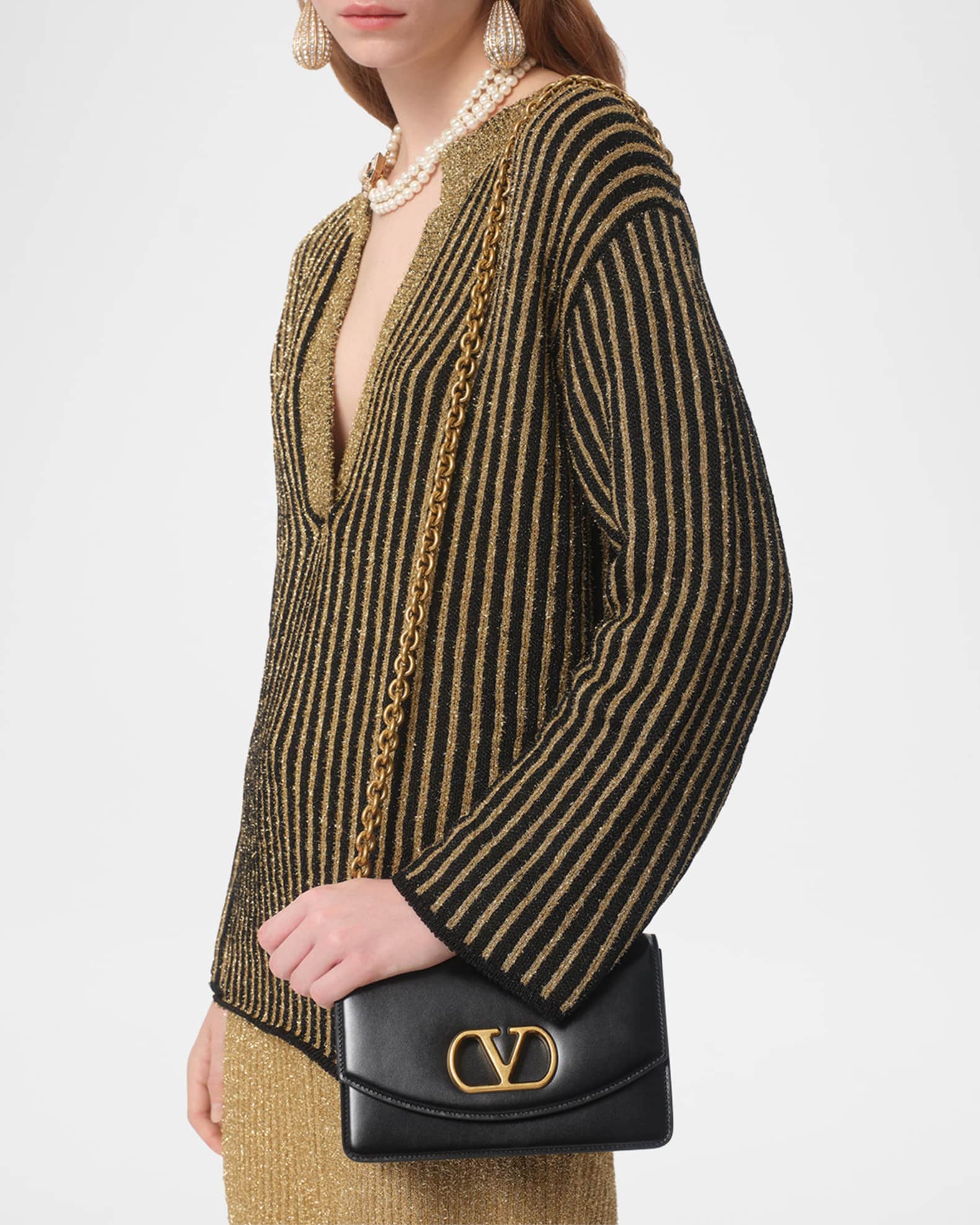 Valentino Garavani Vain Flap Leather Chain Shoulder Bag