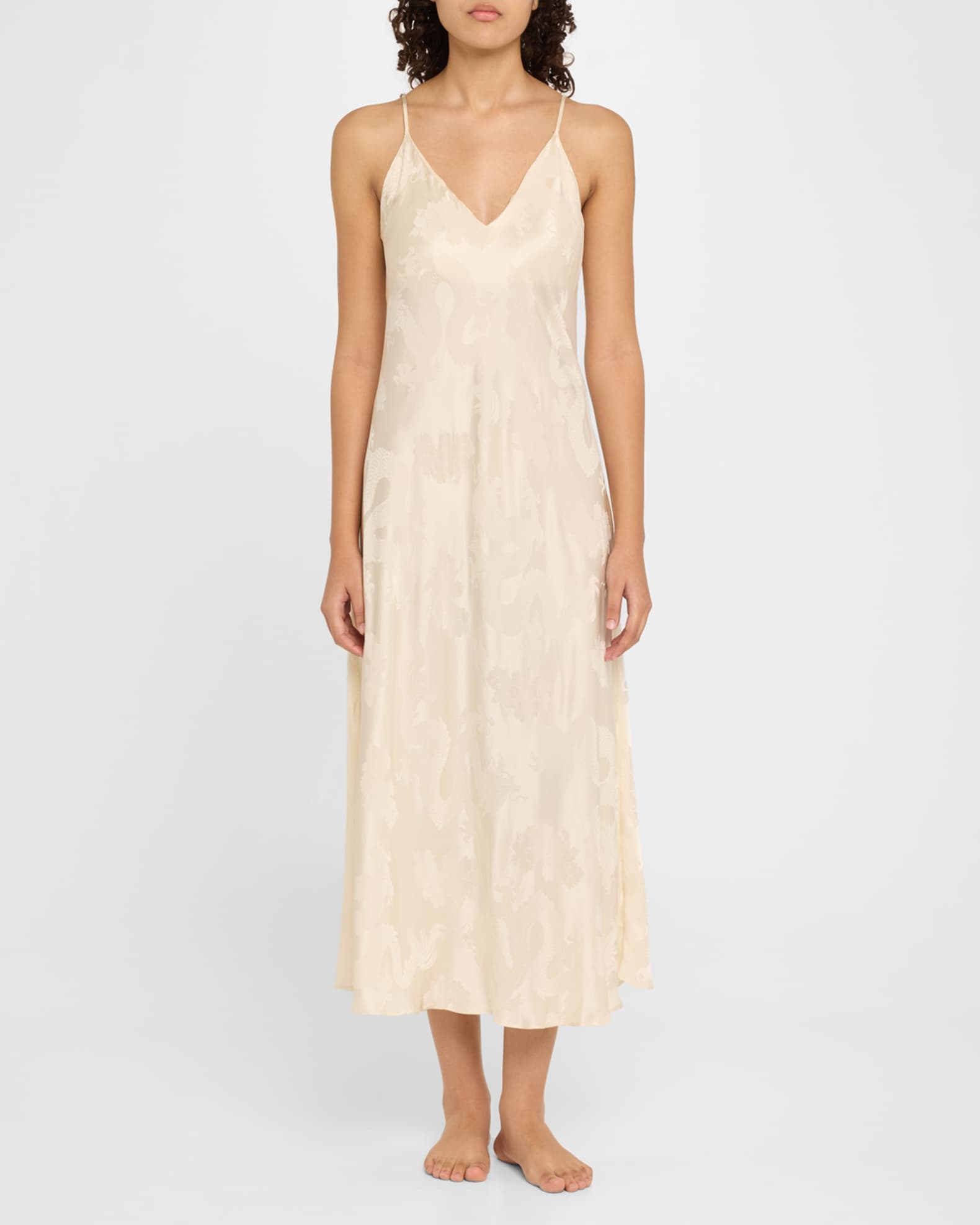 Natori Ines dragon print Jacquard Nightgown Warm White