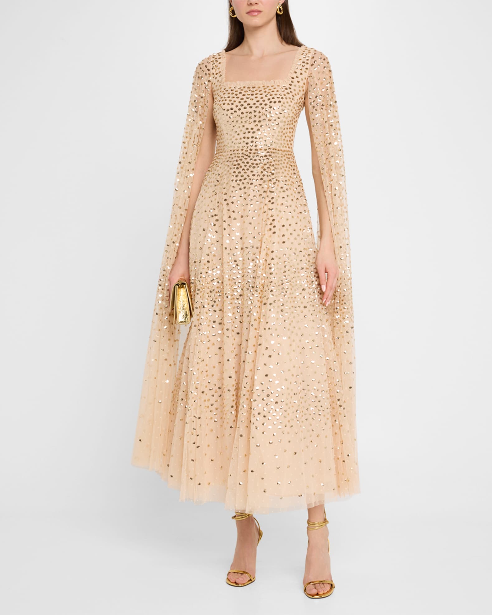 Scatter Dot Sequin Tulle Ankle Gown 1