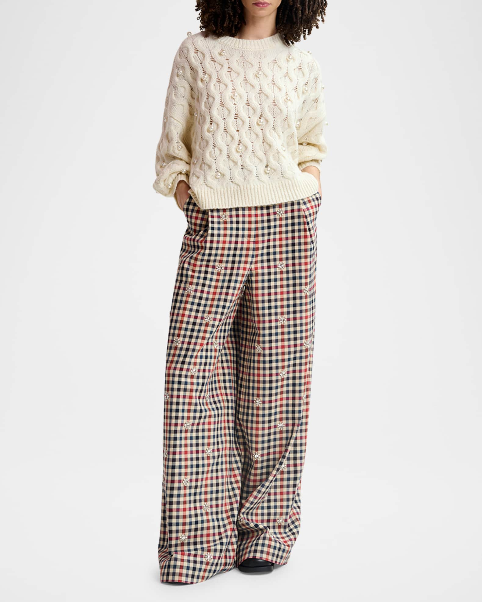 Halpes Embellished Cable-Knit Pullover 1
